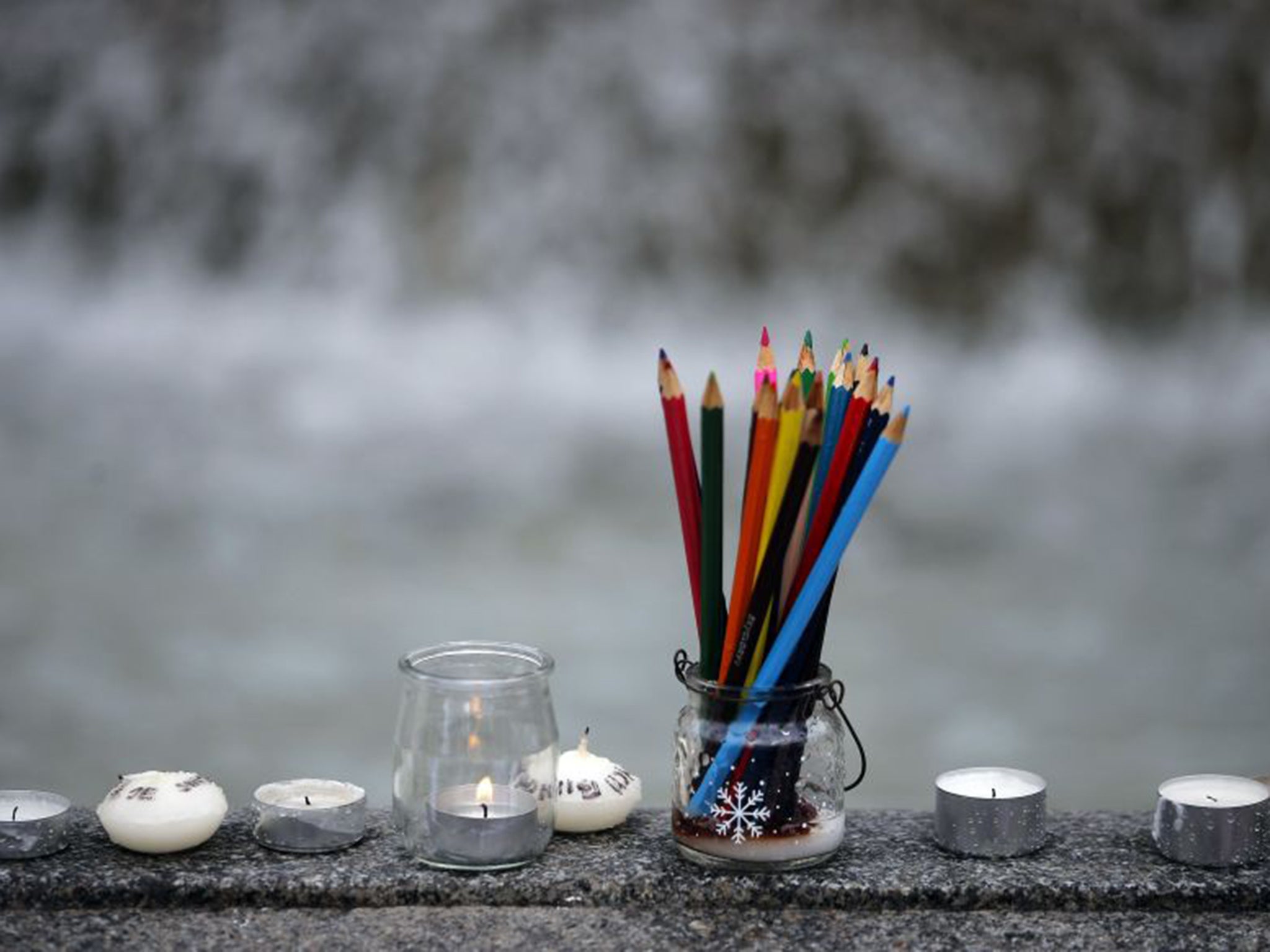 Pencils, representing the freedom of expression, placed in tribute in Nantes (Reuters)