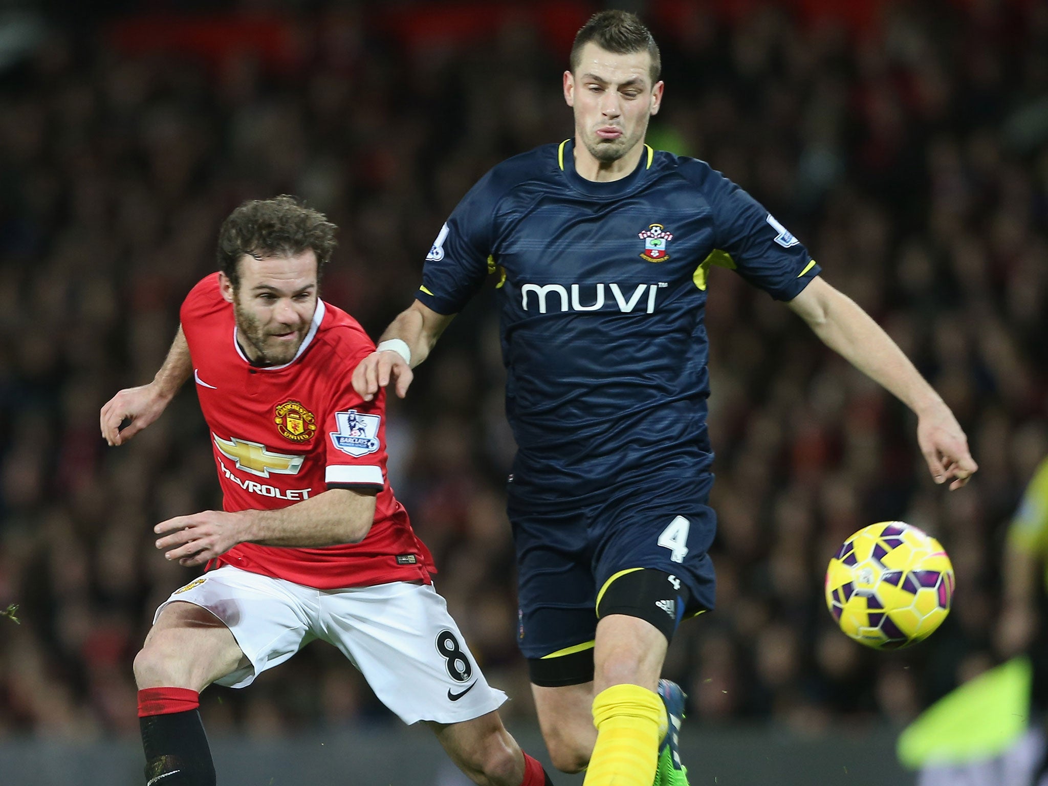 Morgan Schneiderlin (right) in action for Southampton against Manchester United last season