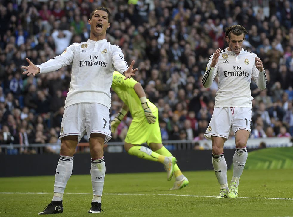 Cristiano Ronaldo shows his anger at not being passed to by Gareth Bale