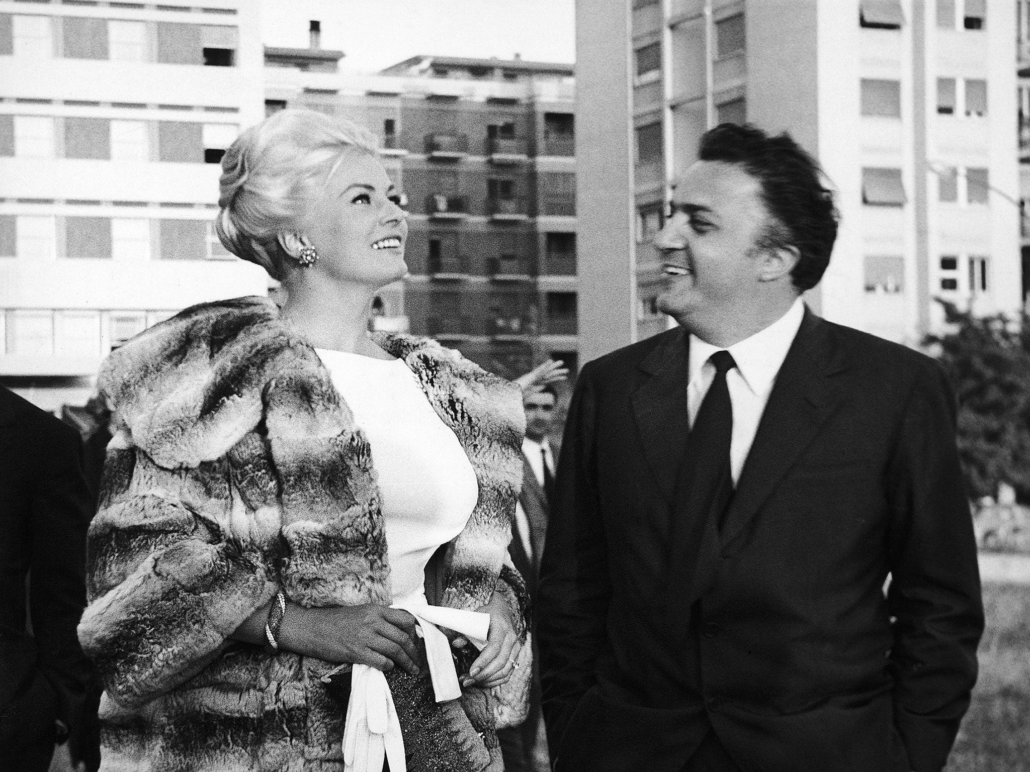 Actress Anita Ekberg and director Federico Fellini