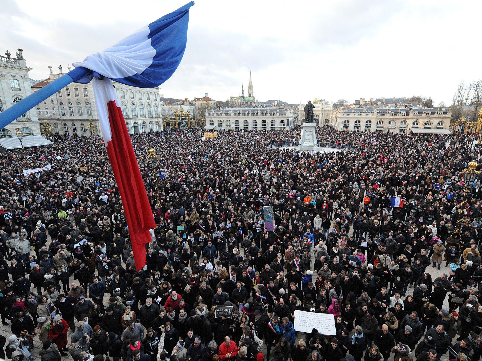 People marched in a rally for unity and in tribute to the victims of the recent terrorist attacks in Paris