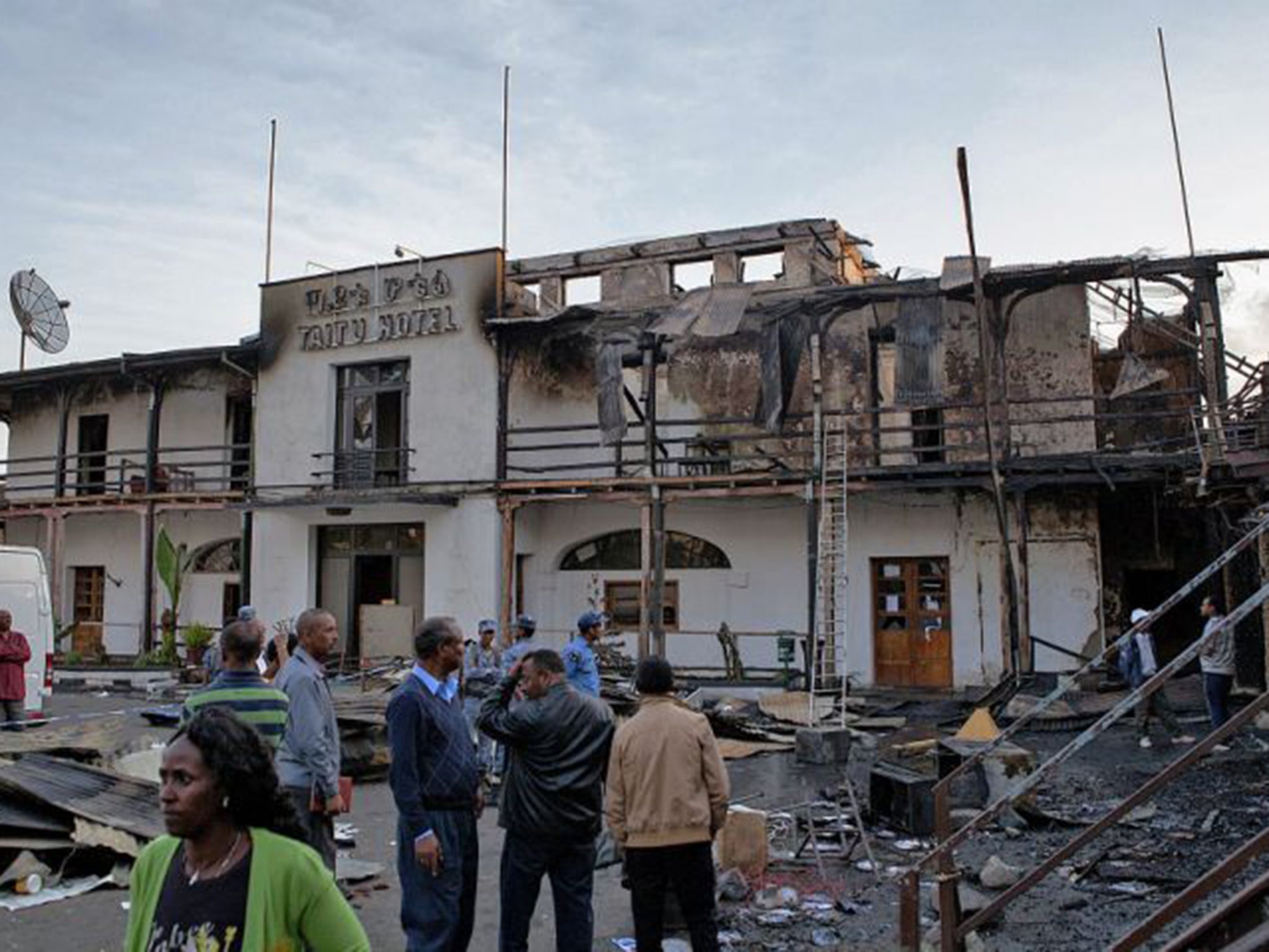 The fire-damaged Taitu Hotel in Addis Ababa after Saturday’s blaze (AFP/Getty)
