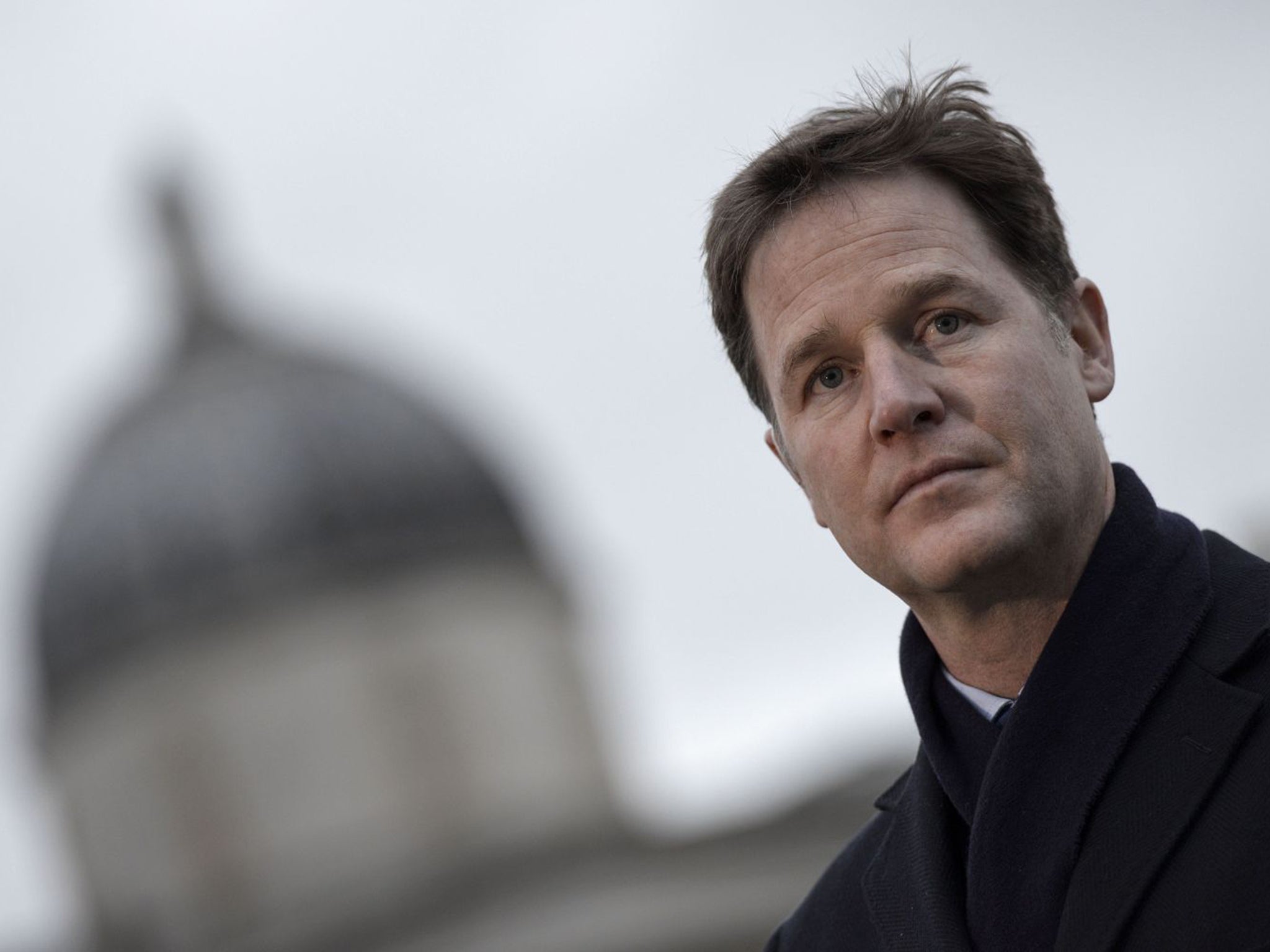 Nick Clegg attended the rally in Trafalgar Square on Sunday to commemorate the victims of the attacks in France (AFP)