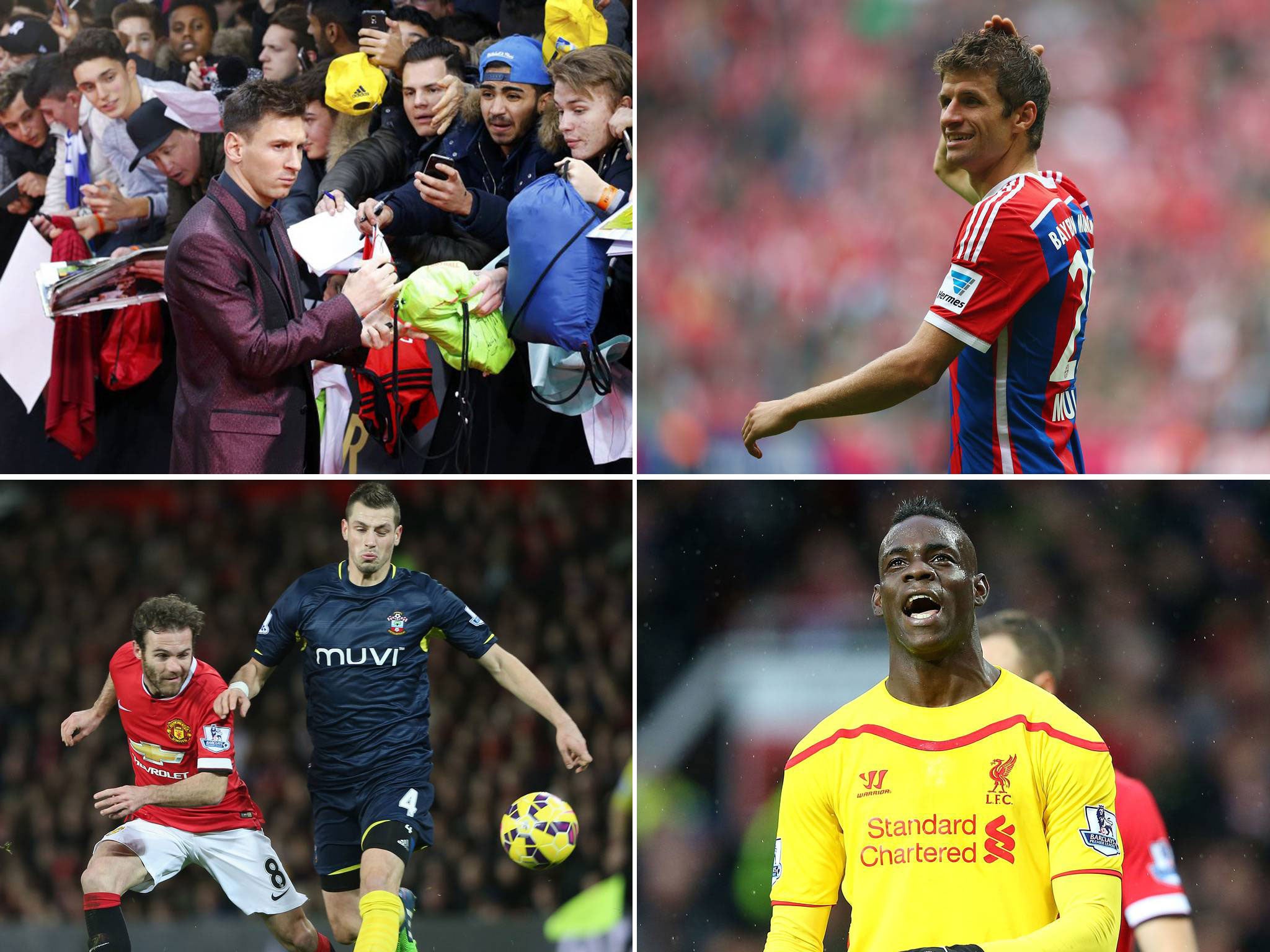 Lionel Messi, Thomas Muller, Morgan Schnederlin and Mario Balotelli