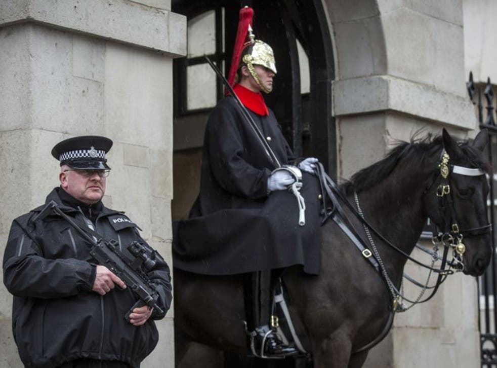 Armed police officers can frequently be seen at London landmarks