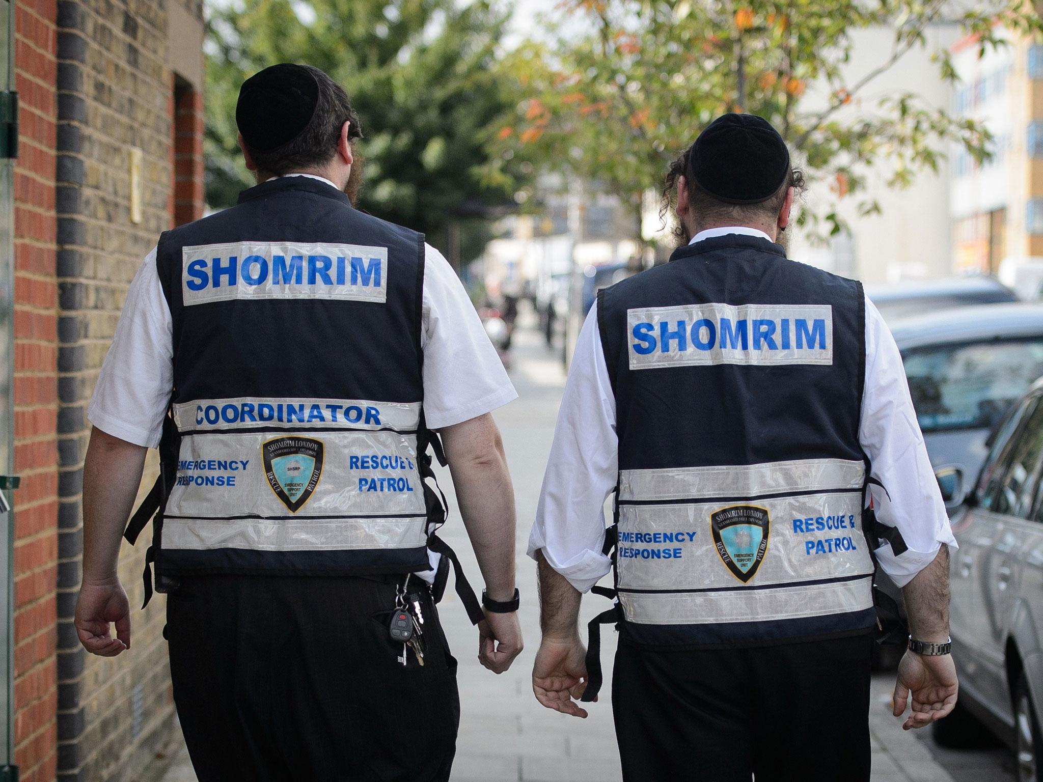 Members of the Jewish 'Shomrim' security patrol team are pictured in north London (Getty Images)