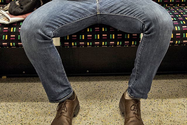 An example of manspreading on the London Underground