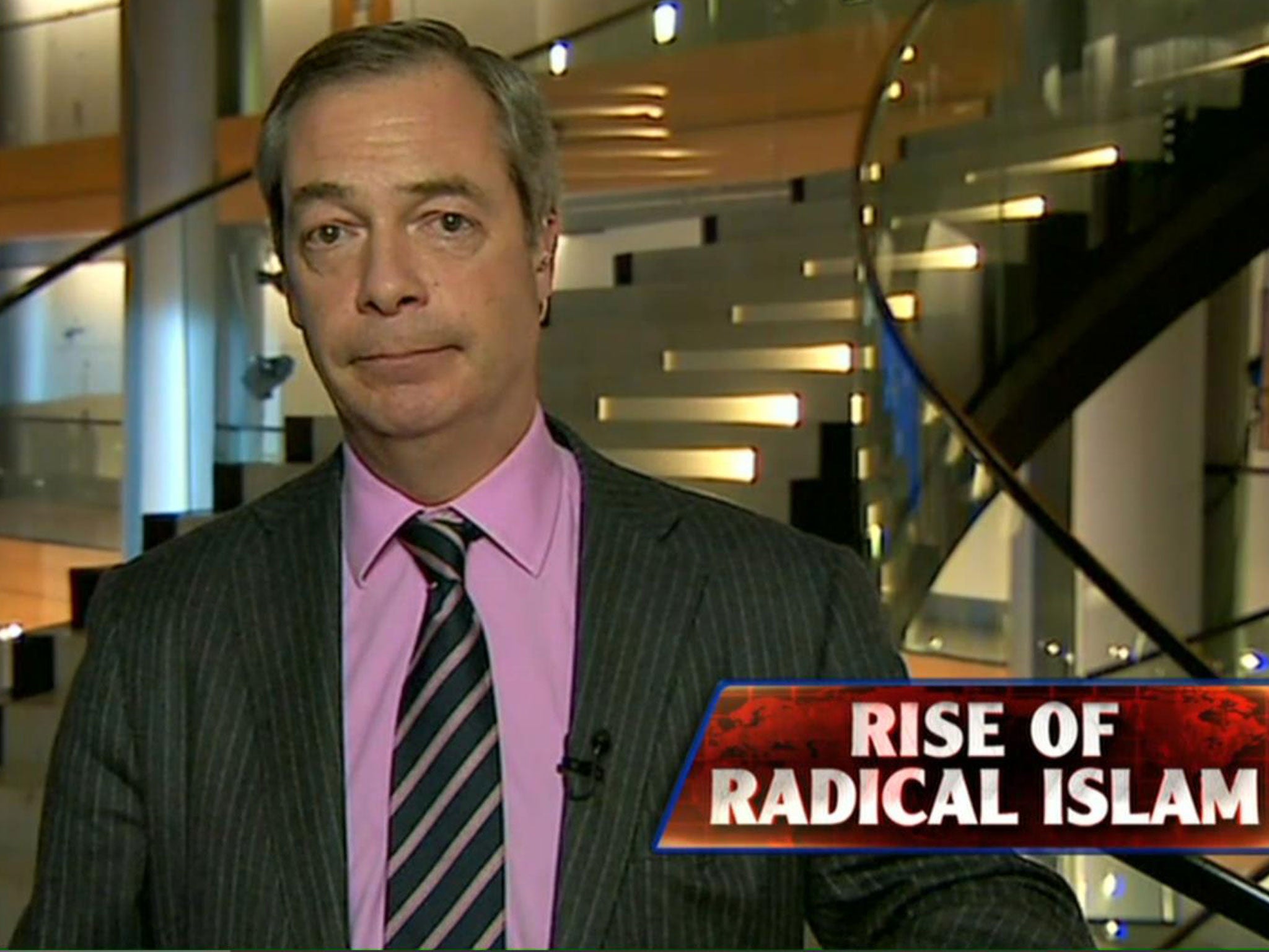 Nigel Farage appearing on Fox News