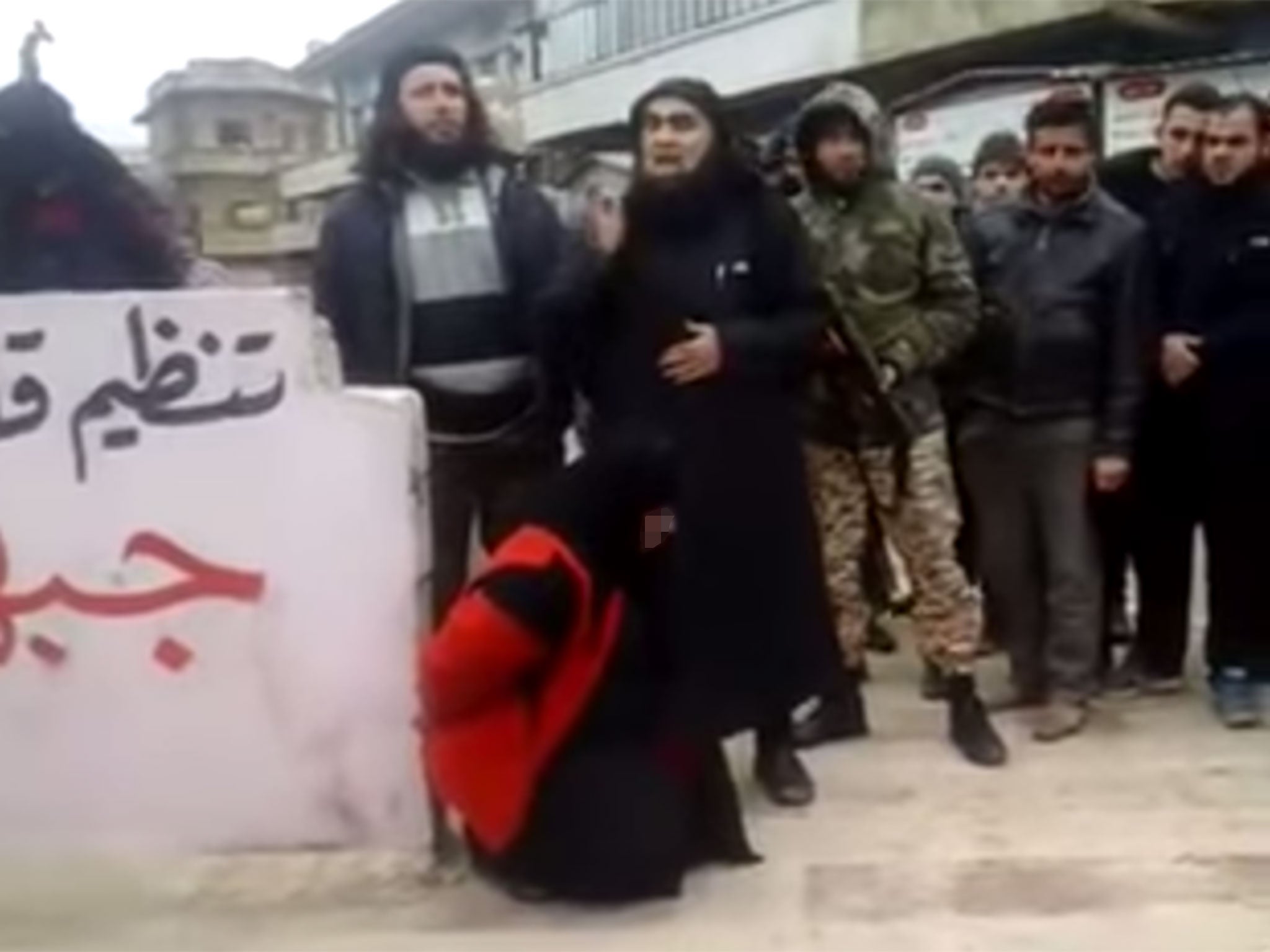 The shocking video shows a woman being executed after al-Qaeda militants claim she committed adultery