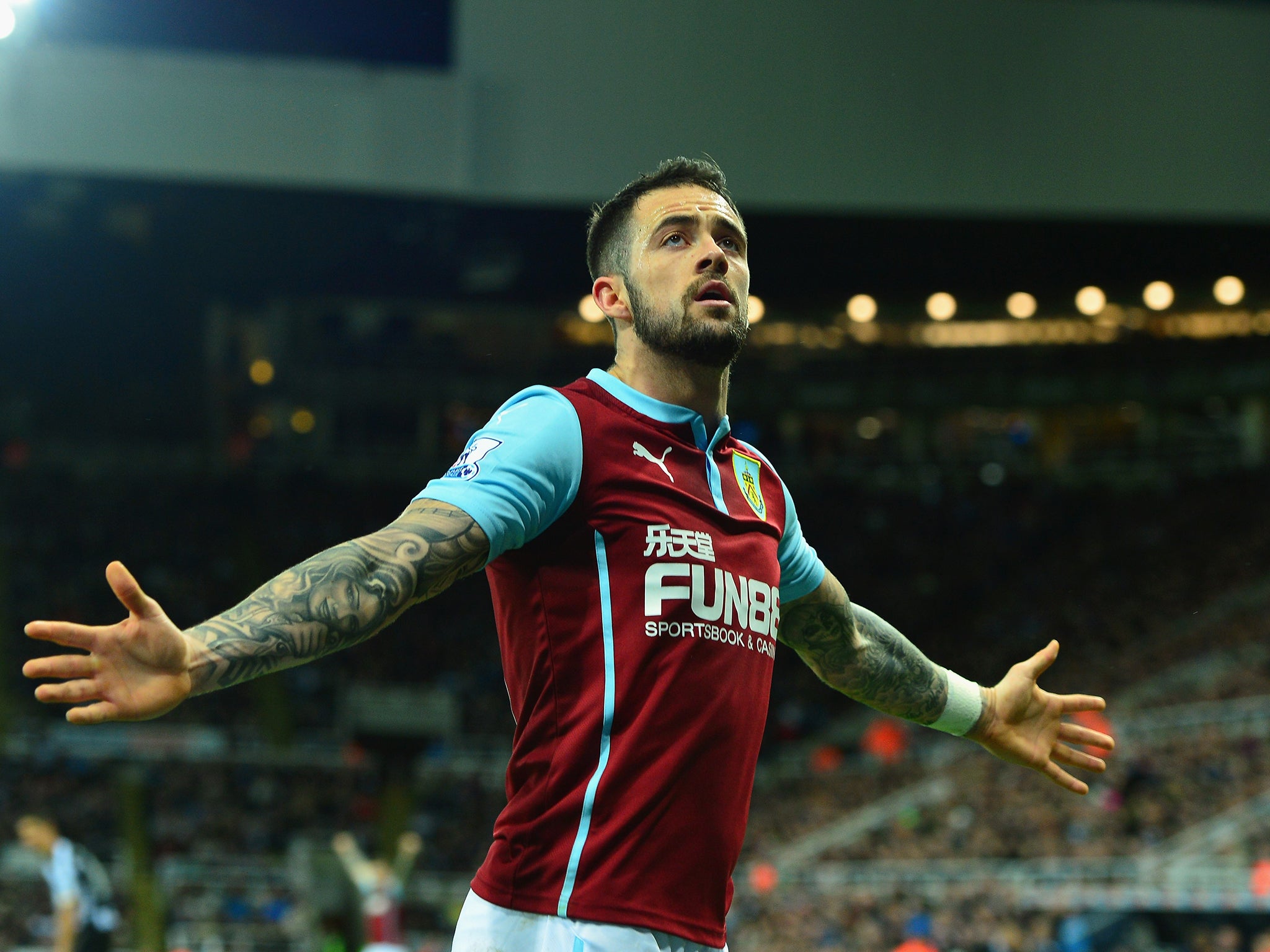 Danny Ings celebrates scoring against Newcastle earlier this month