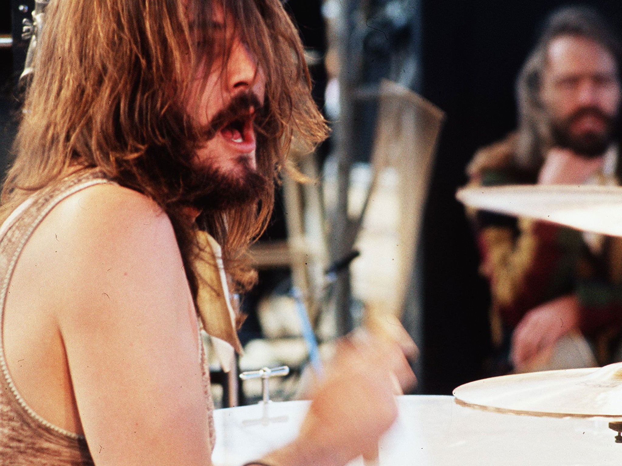 John Bonham performing with Led Zeppelin in 1973