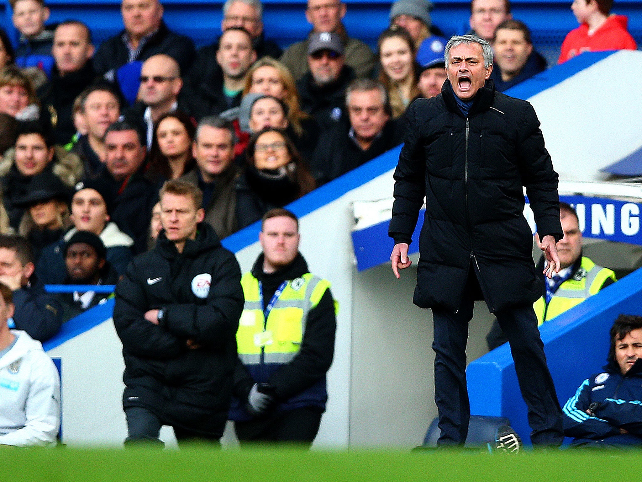 Chelsea manager Jose Mourinho reacts on the touchline