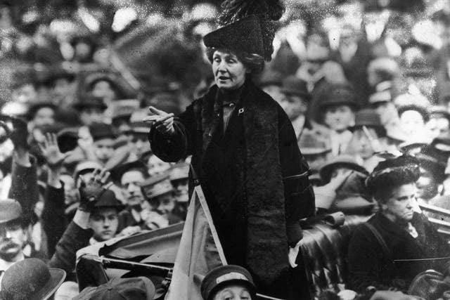 British suffragette Emmeline Pankhurst being jeered by a crowd in New York in 1911