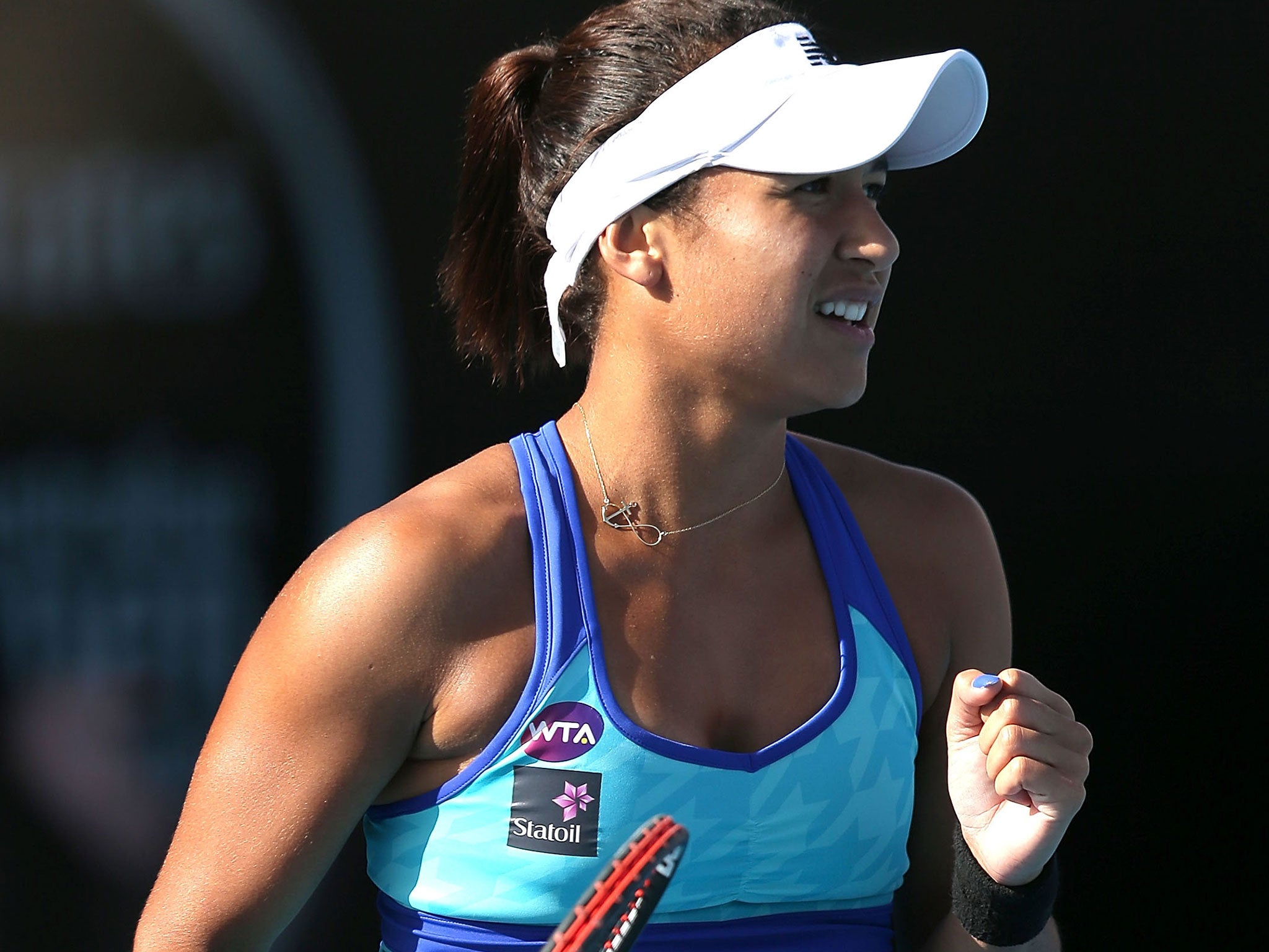 Watson celebrates the win which put her in Sunday's Hobart final