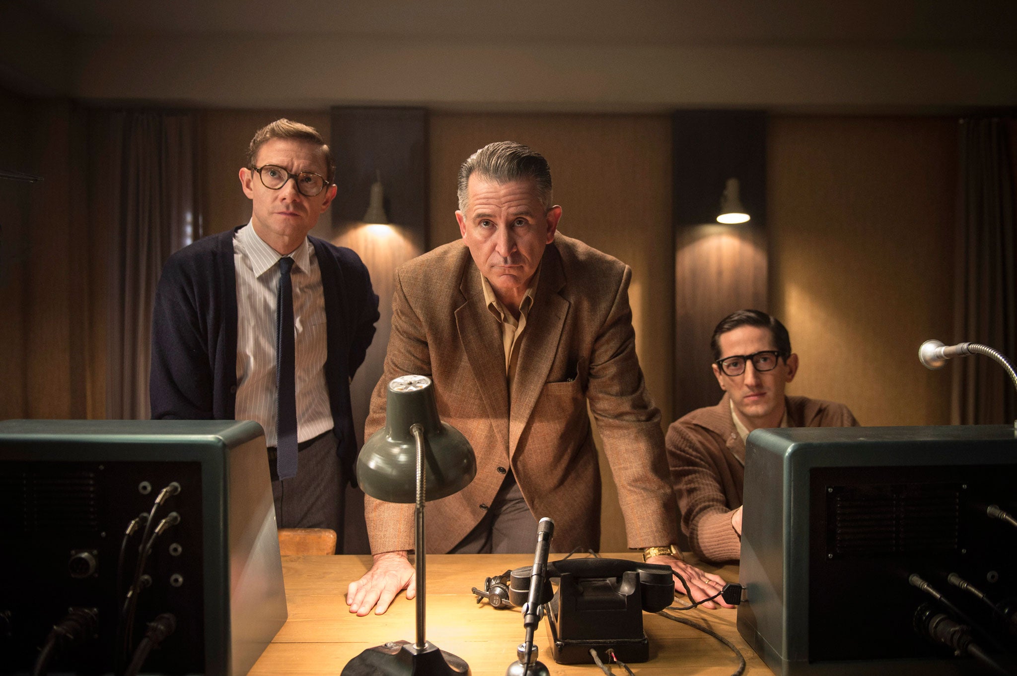 Freeman stars as the American TV producer Milton Fruchtman, with Anthony LaPaglia, in 'The Eichmann Show'