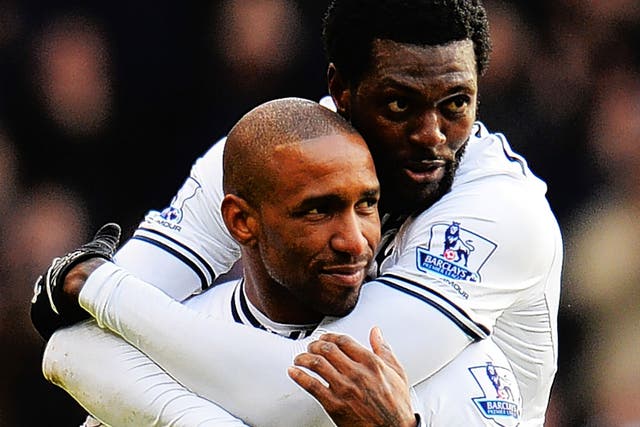 Jermain Defoe (front) was a Tottenham legend but could face them on Saturday with Sunderland