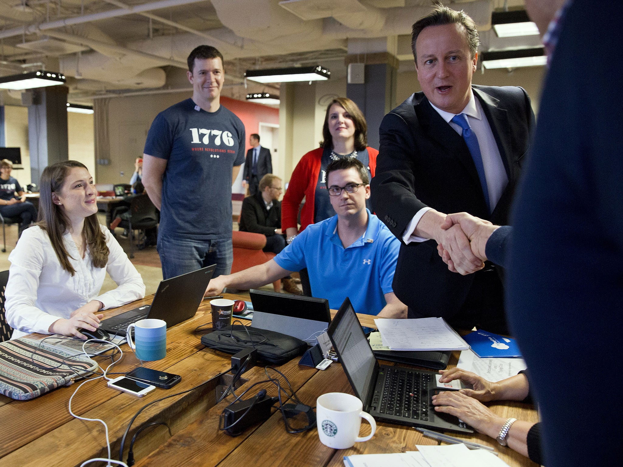 David Cameron greets members of education tech company EdClub
