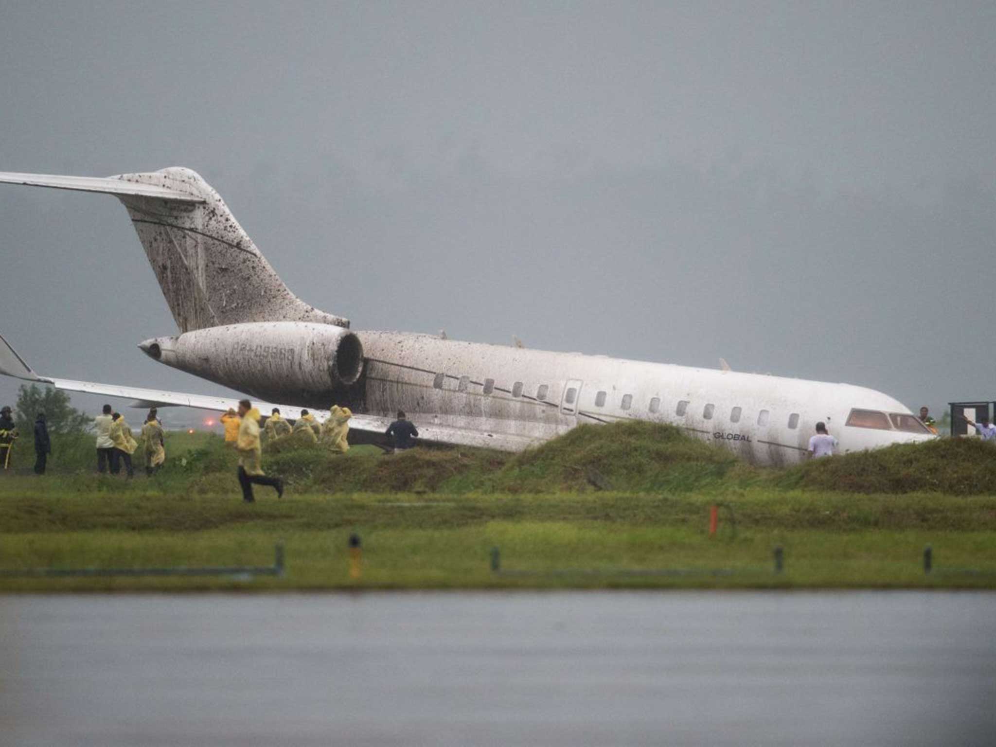 The aircraft veered off the runway after by strong winds from tropical storm Mekkhala
