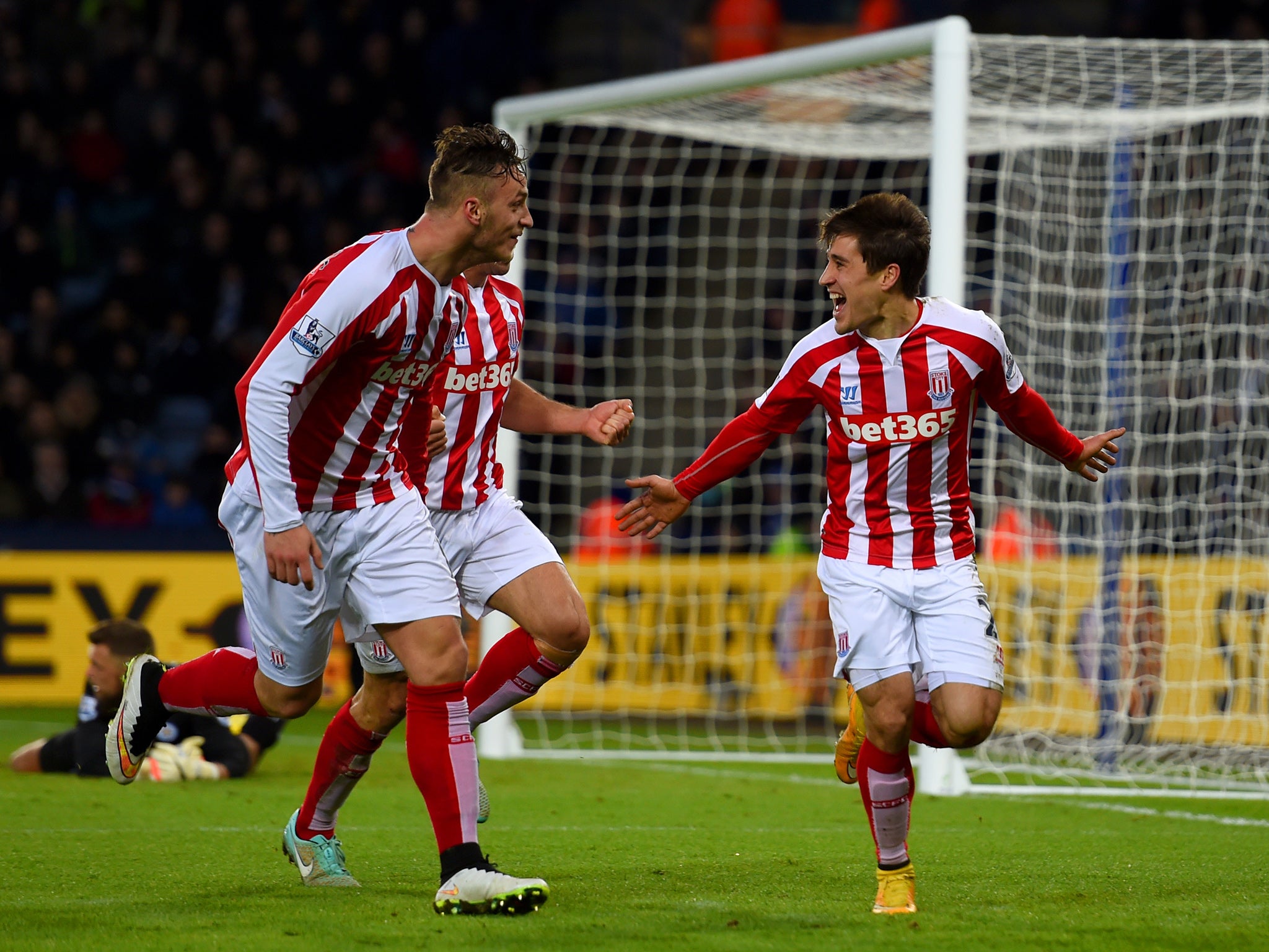 Bojan celebrates the winner with his team-mates