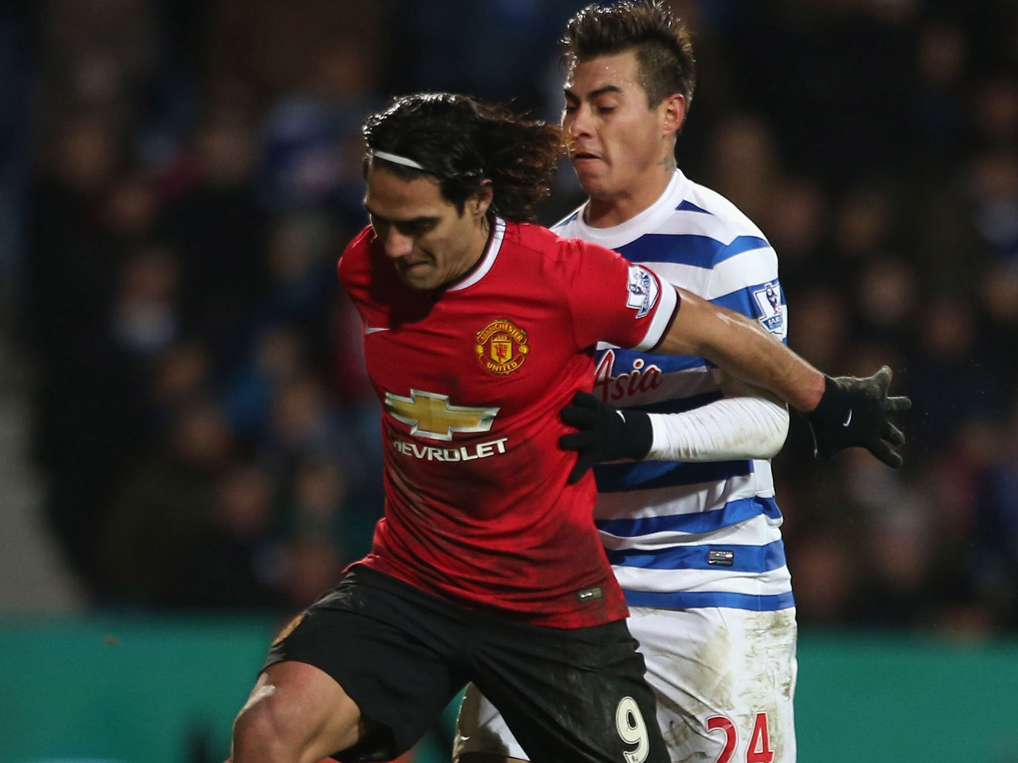 Radamel Falcao in action for Manchester United against QPR on Saturday