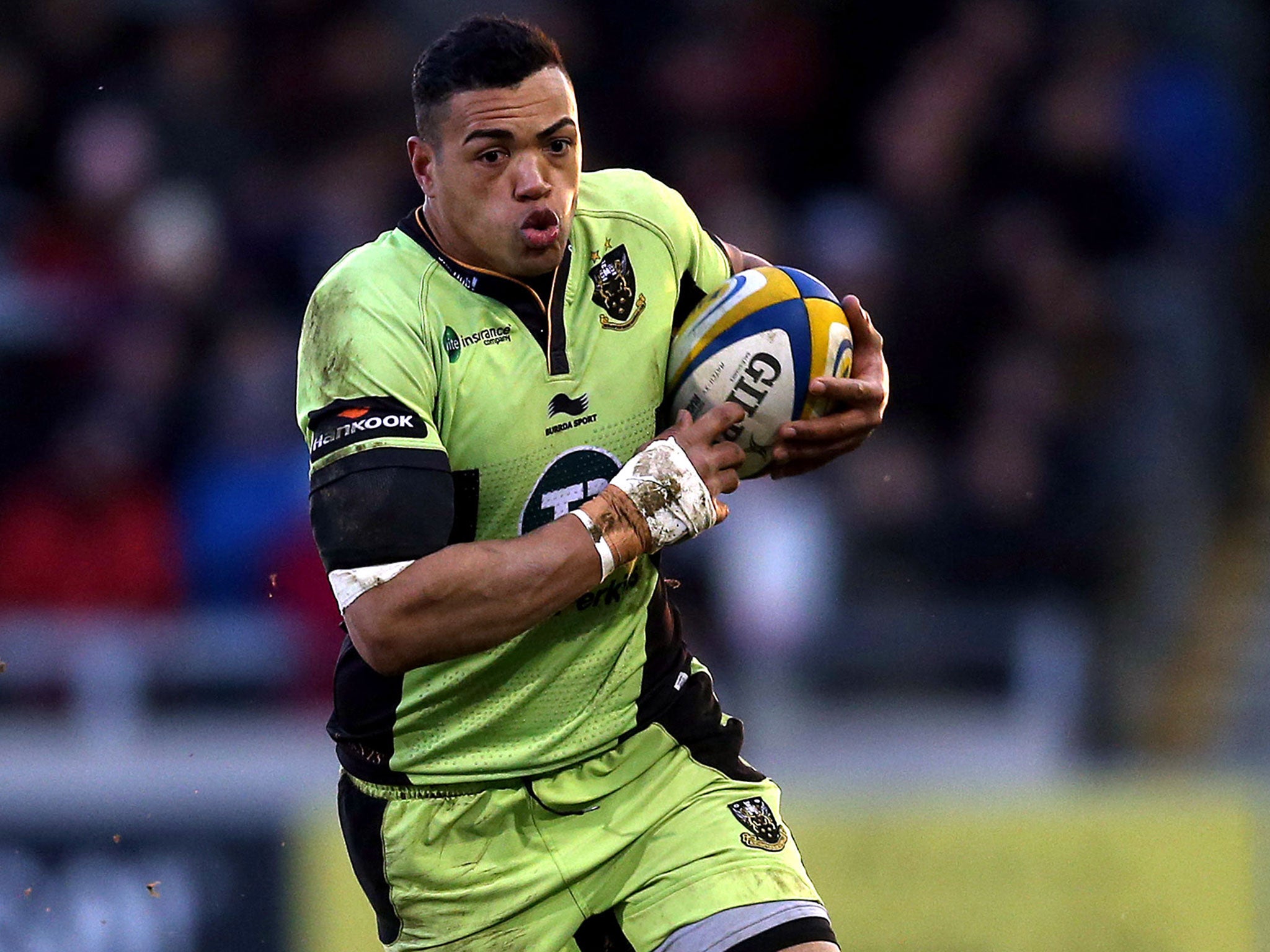 Middle man: Saints’ centre Luther Burrell shows his power on the break