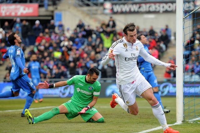 Gareth Bale scores for Real Madrid against Getafe on Sunday
