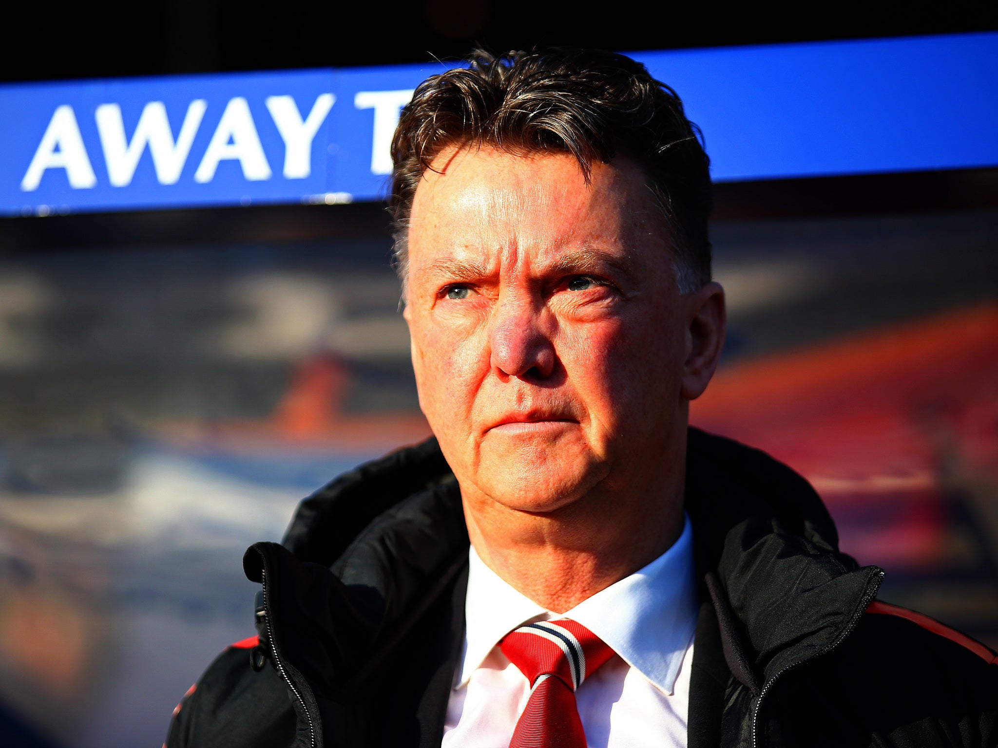 Manchester United manager Louis van Gaal looks on from the touchline