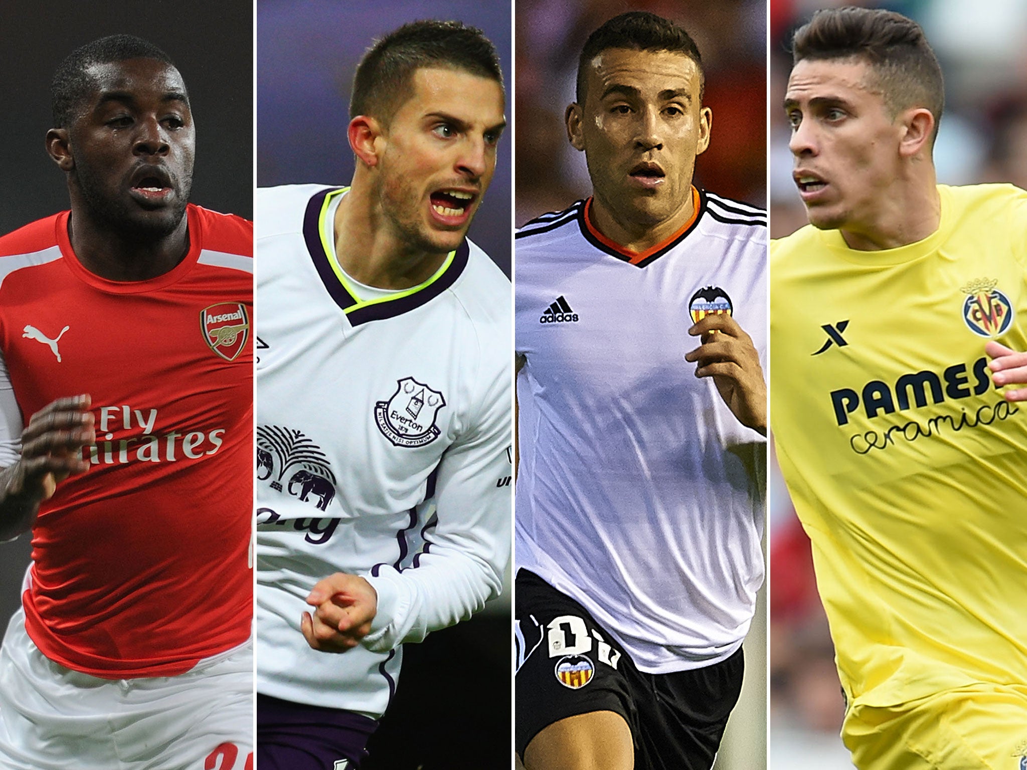 Joel Campbell, Kevin Mirallas, Nicolas Otamendi and Gabriel Paulista