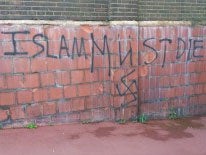 The Islamophobic graffiti was found scrawled on the walls of University of Birmingham and a mosque