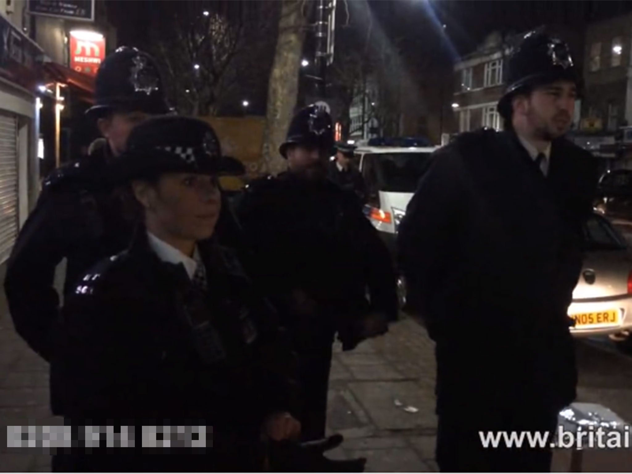 A large police presence can be seen in the video towards the end, preventing Britain First members clashing with members of the public