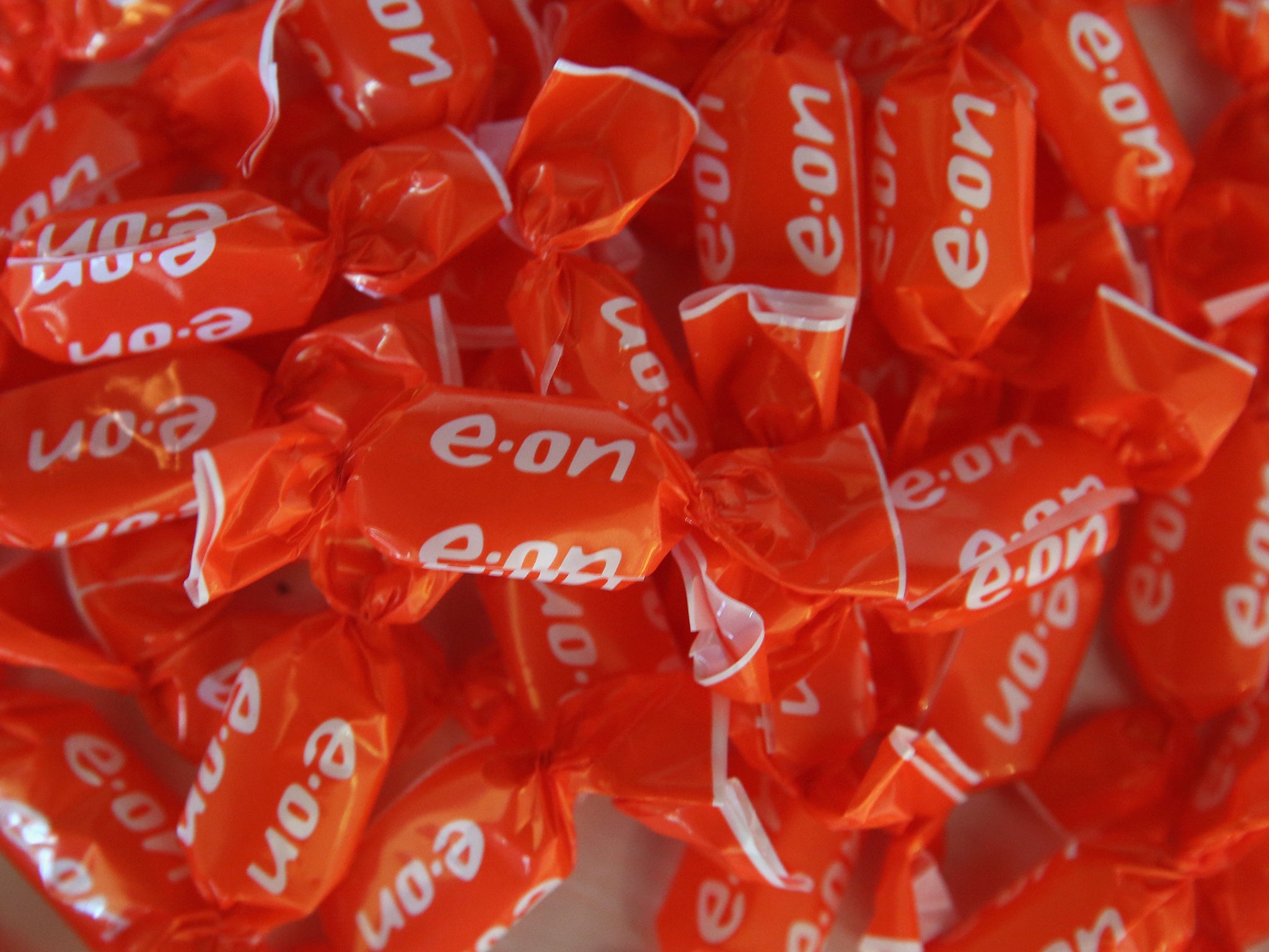 Candy wrapped in the logo of German utility E.ON.