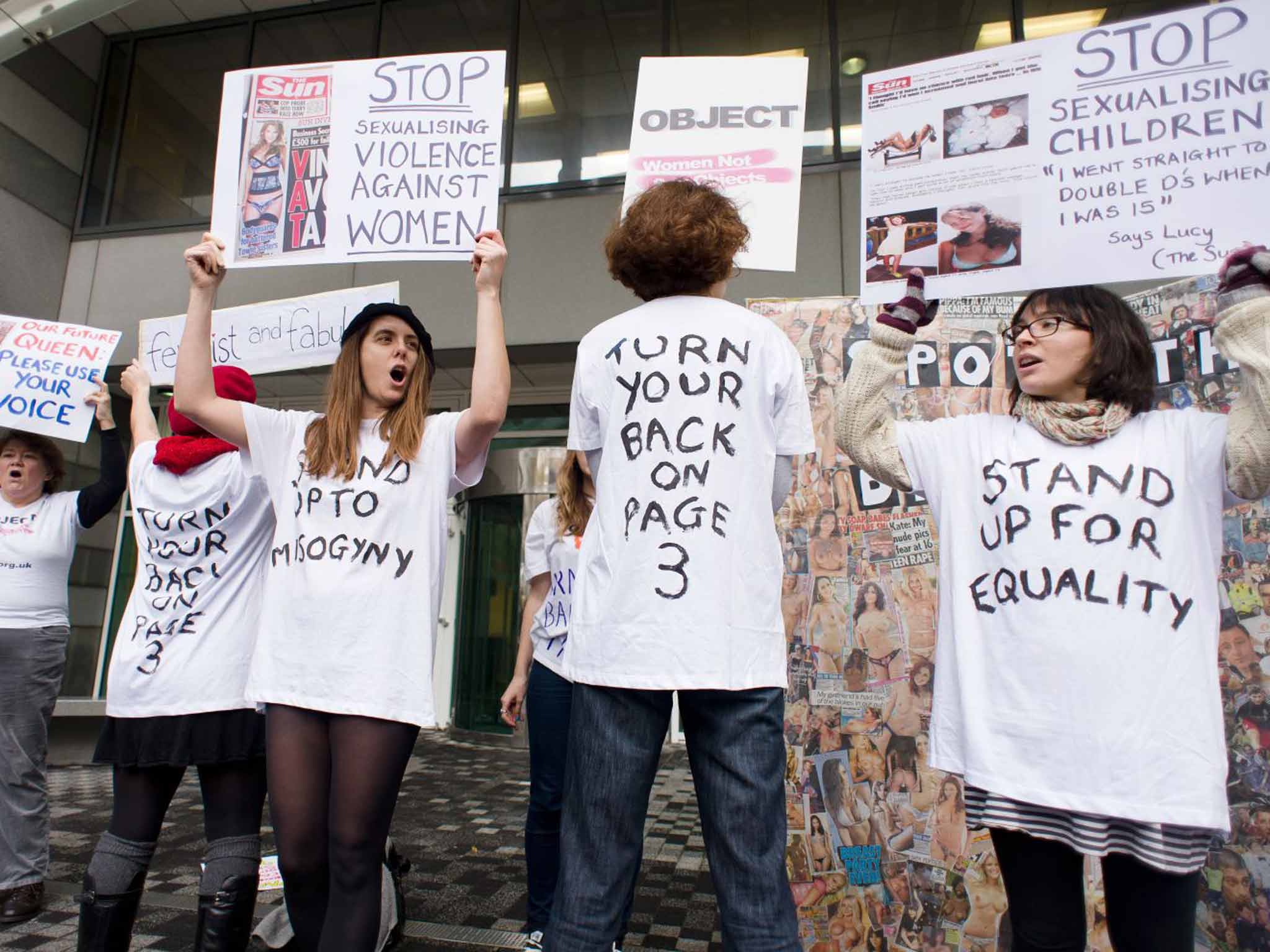 Protests outside 'The Sun' from No
More Page 3 campaigners