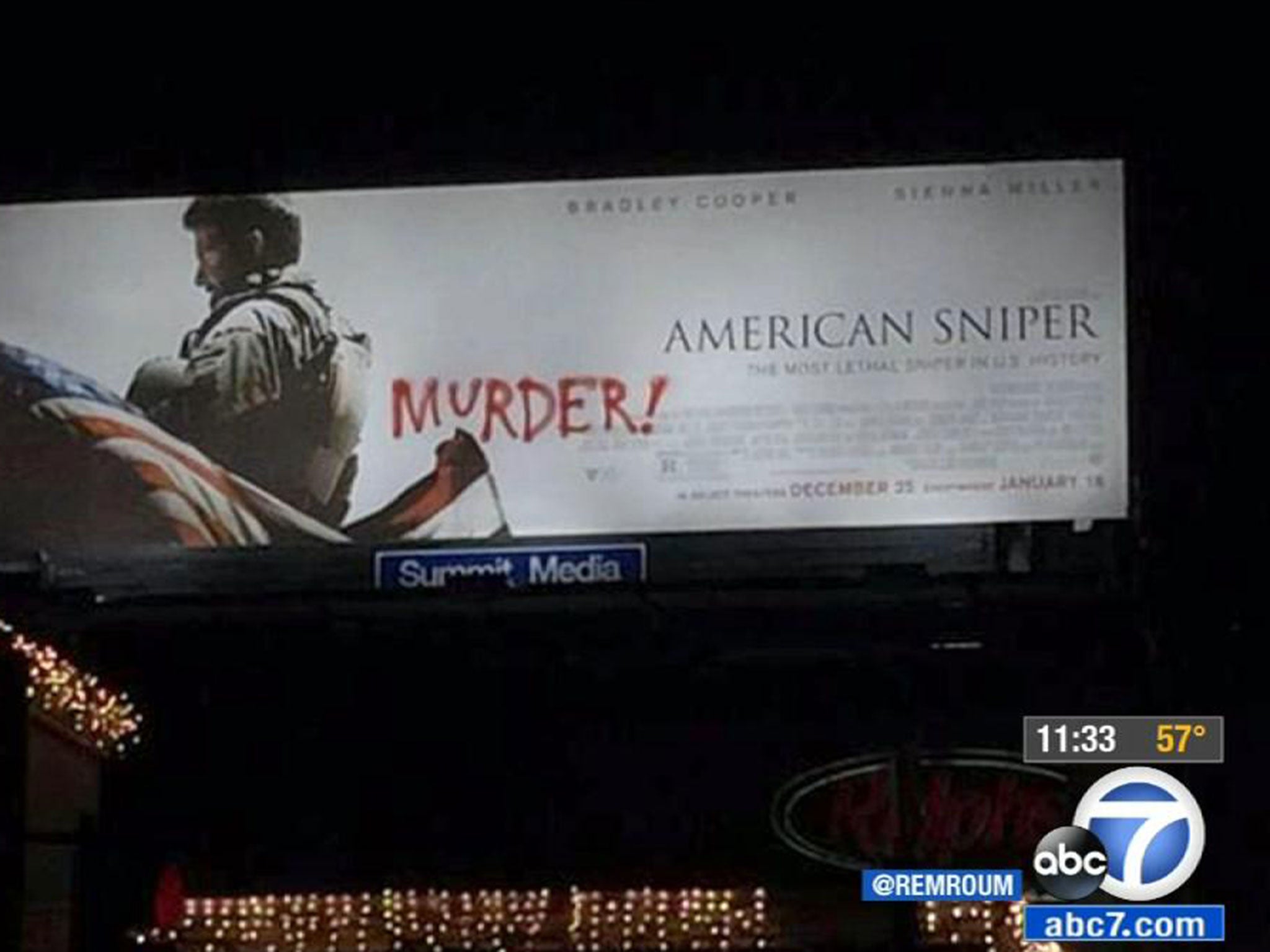 The vandalised billboard in west LA