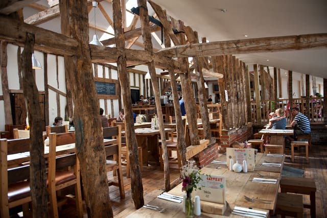 The restaurant is housed in a huge and airy barn conversion