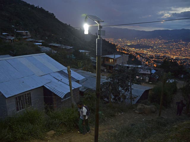 Shine on: a ‘Liter of Light’ plastic bottle provides illumination in the Granizal area of Antioquia, Colombia