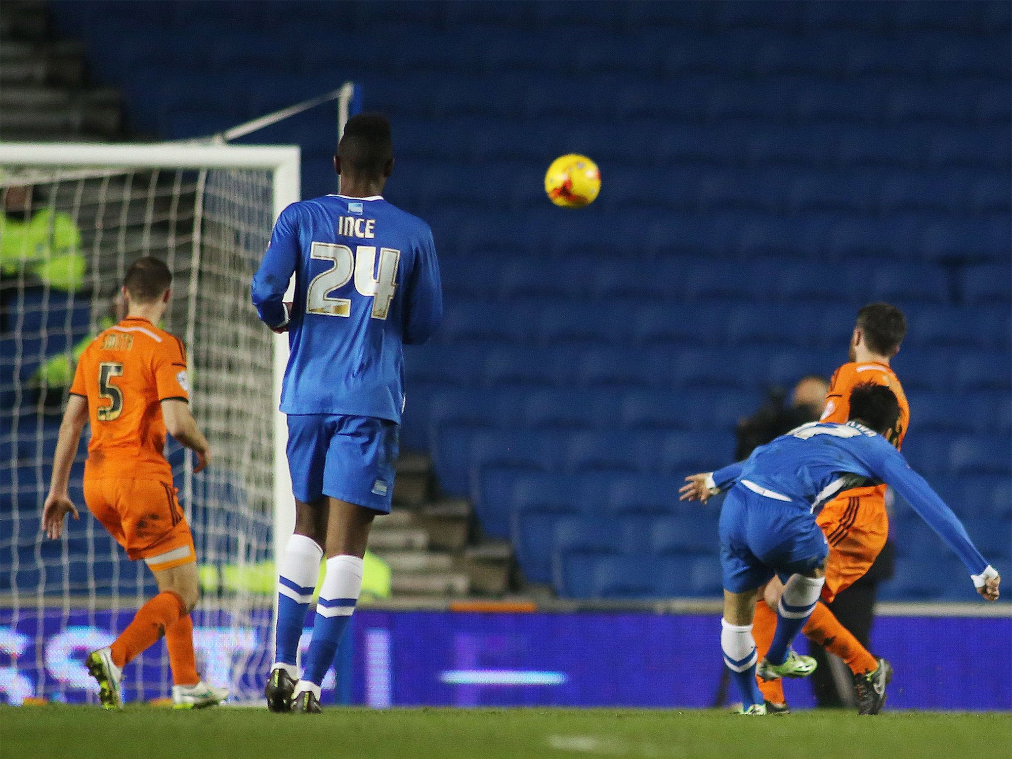Joao Teixeira lets fly to score Brighton's second