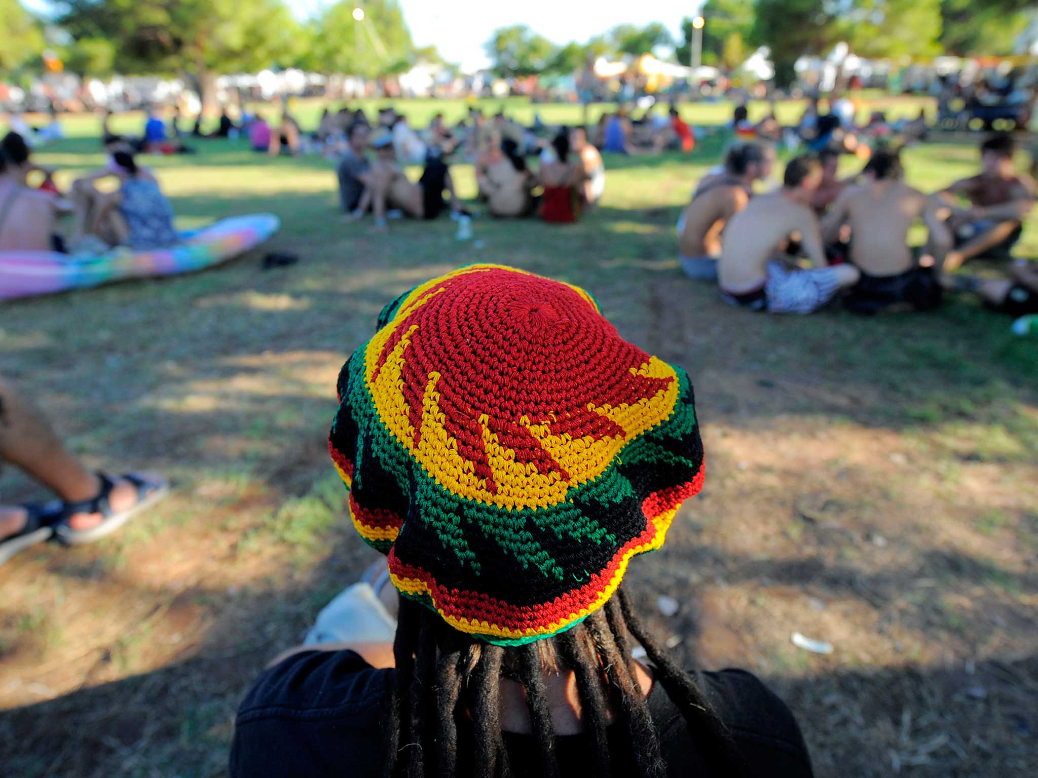 A Rastafarian festival goer in Benicasim on August 21, 2010