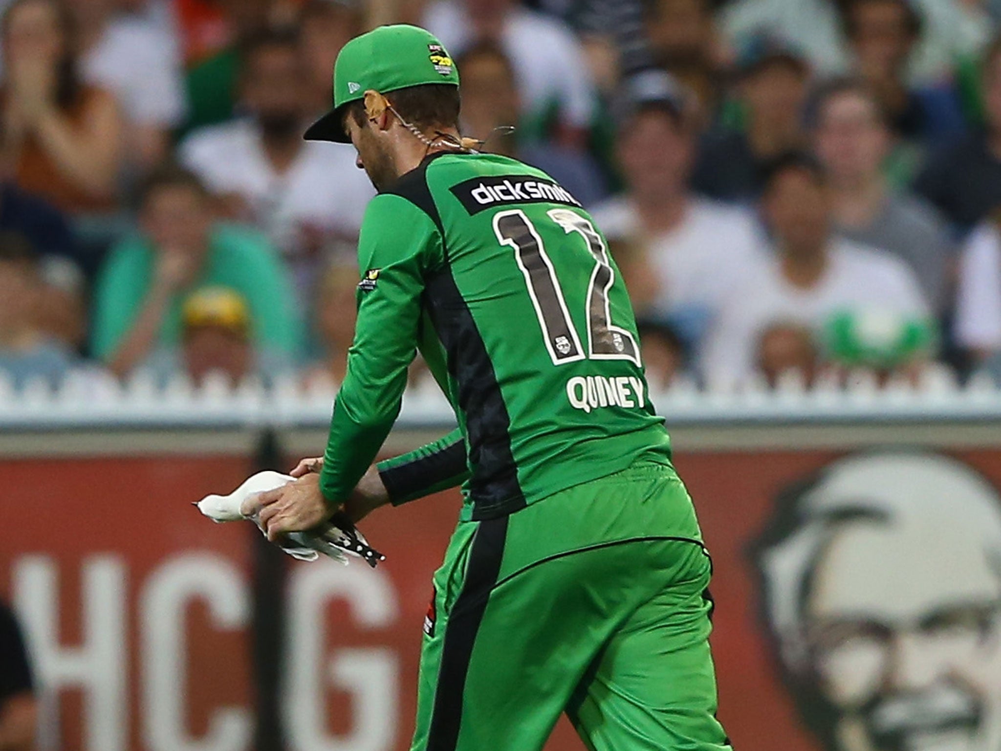 Rob Quiney carries the seagull to the boundary