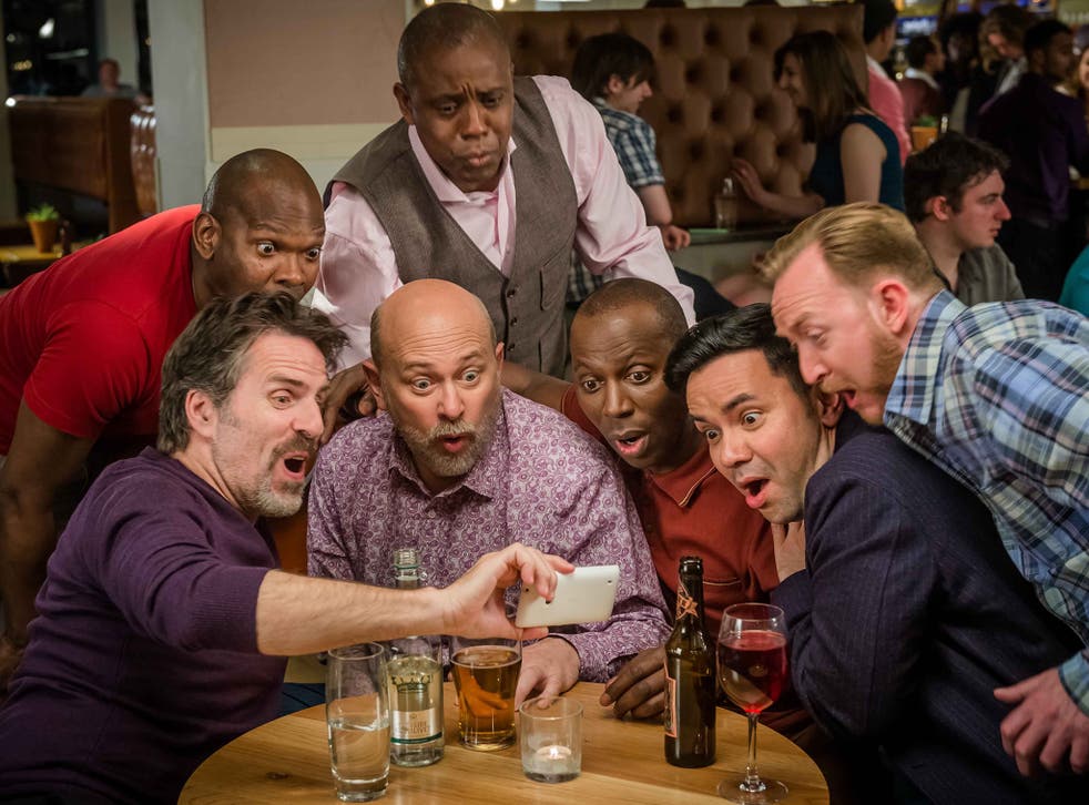 Beer as folk: Vincent Franklin and Cyril Nri (centre) in ‘Cucumber’