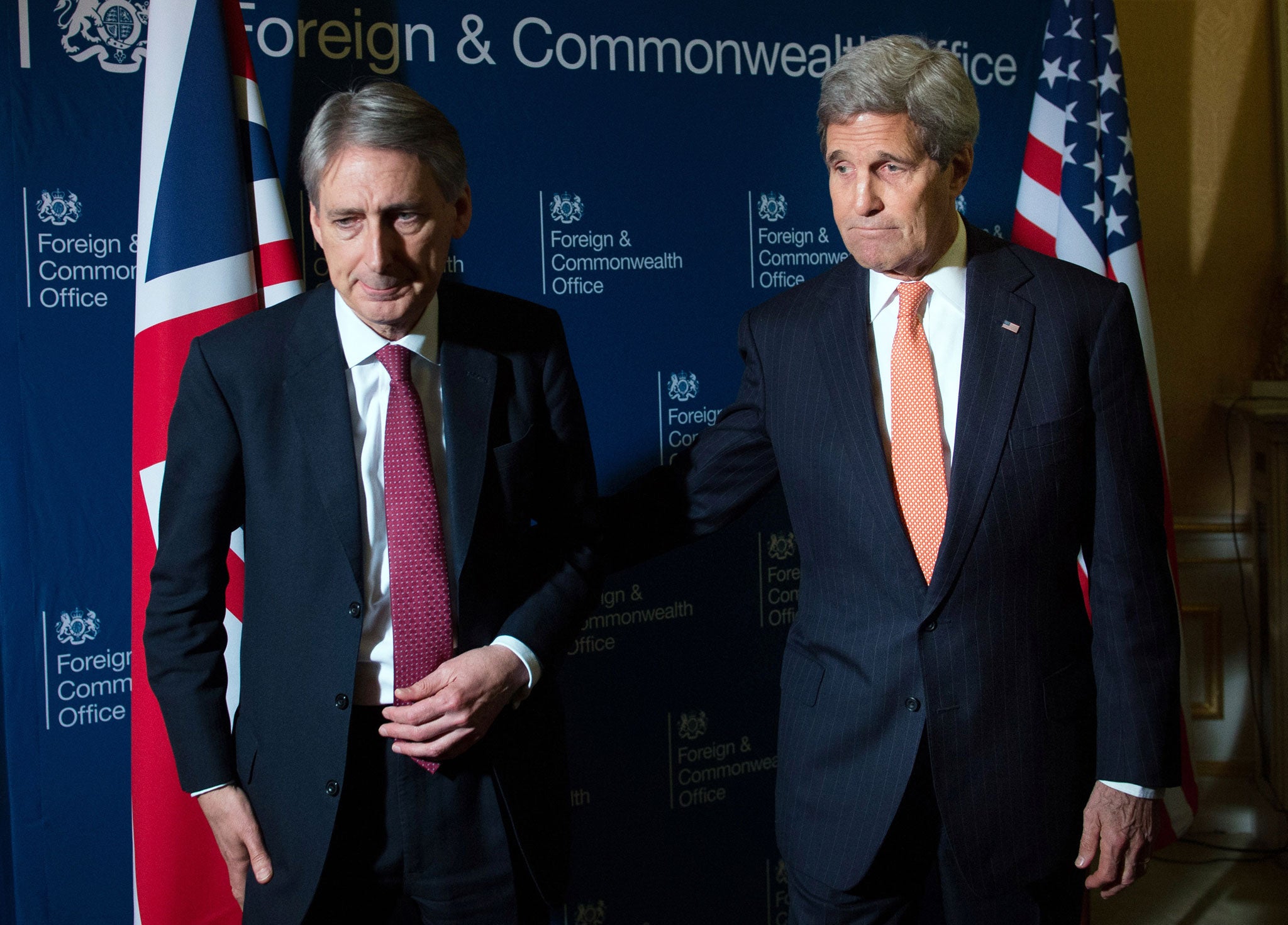 Defence Secretary Philip Hammond with the US Secretary of State John Kerry