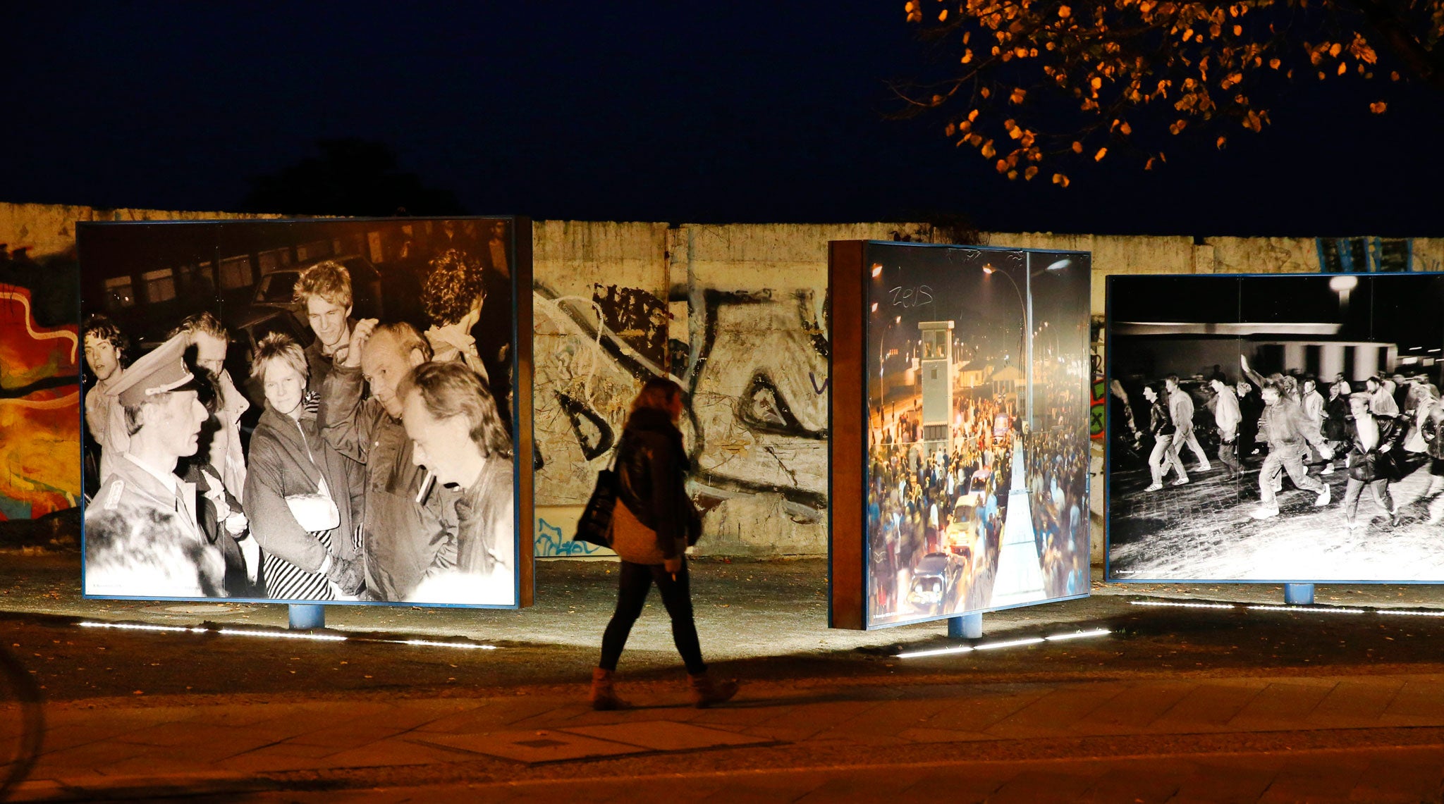 The scene today at the Bornholmer Strasse border crossing