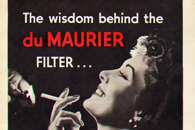 'The wisdom behind the Du Maurier filter', which claims to give the cigarette improved flavour and prevent bits of tobacco in the mouth