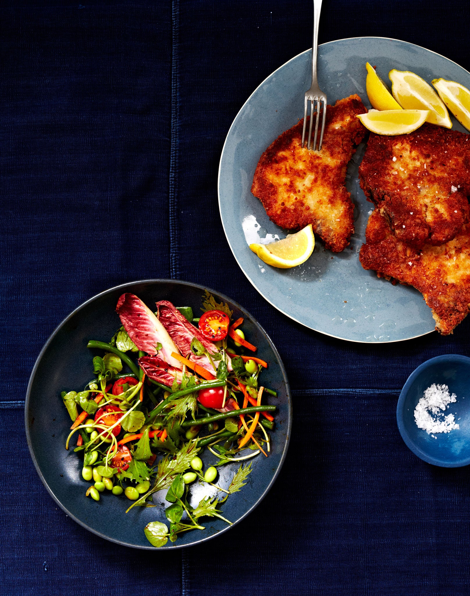 Japanese crumbed pork chops with mixed salad