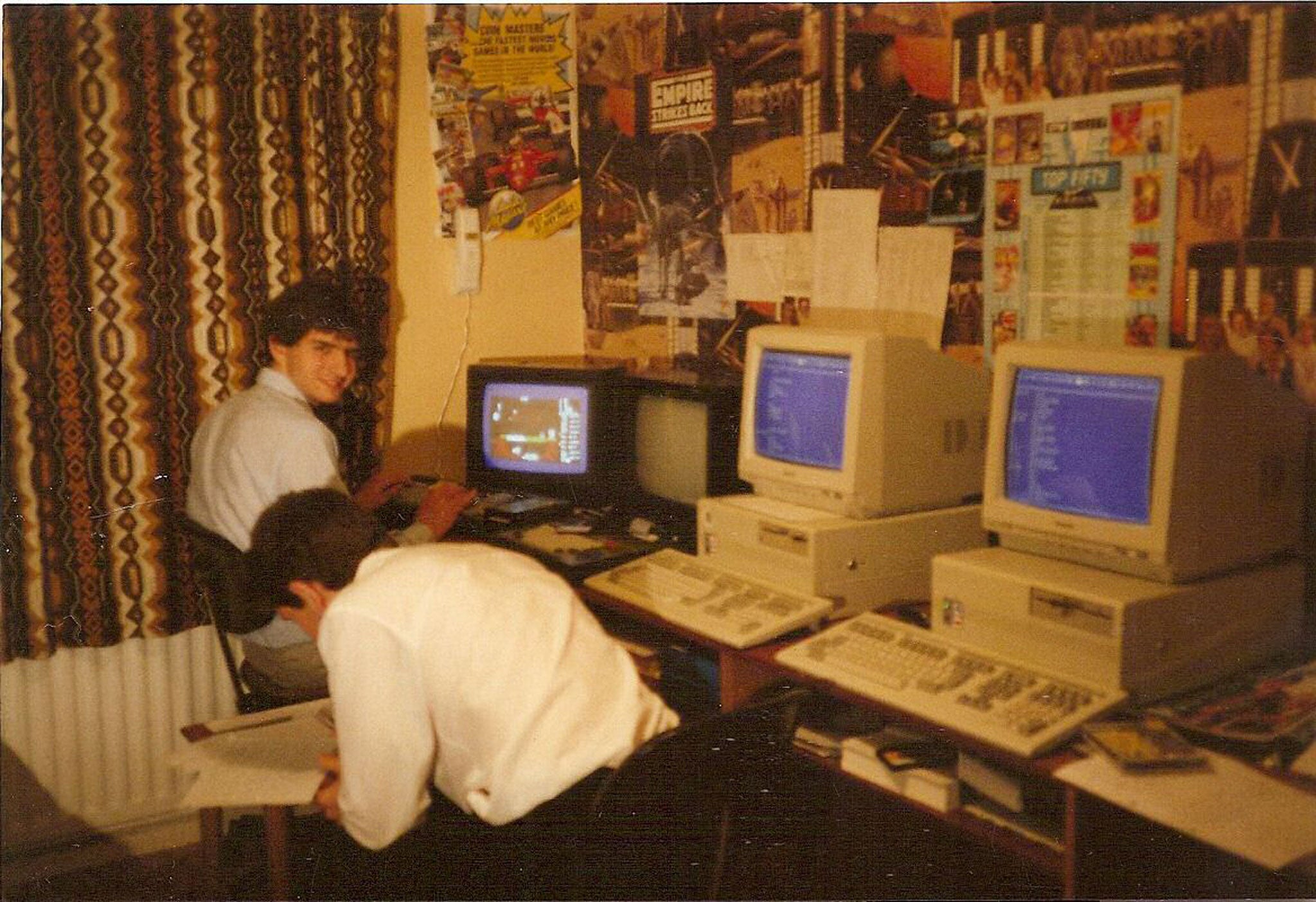 The Oliver twins, Philip and Andrew, at work creating the 'Dizzy' arcade-adventure games in 1988