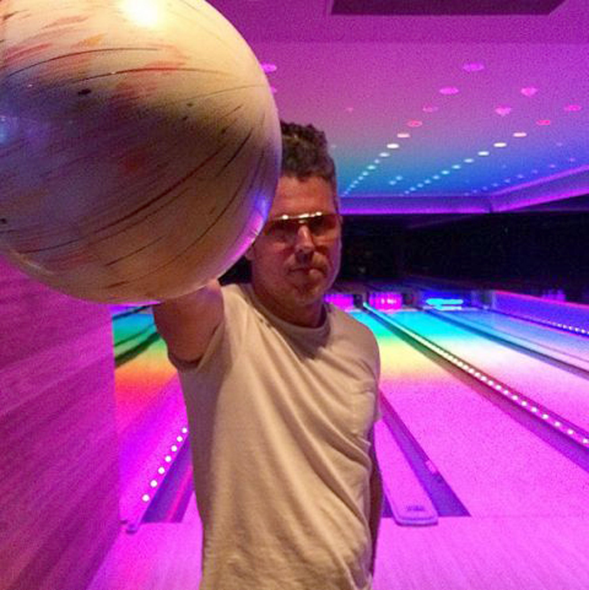 Bill Bowers at the Edition's bowling alley (BFA)