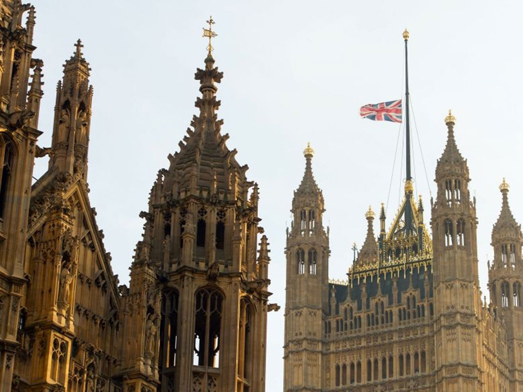 The flag at the Houses of Parliament, London, flies at half mast as a mark of respect for King Abdullah of Saudi Arabia, whose death was announced last night. 