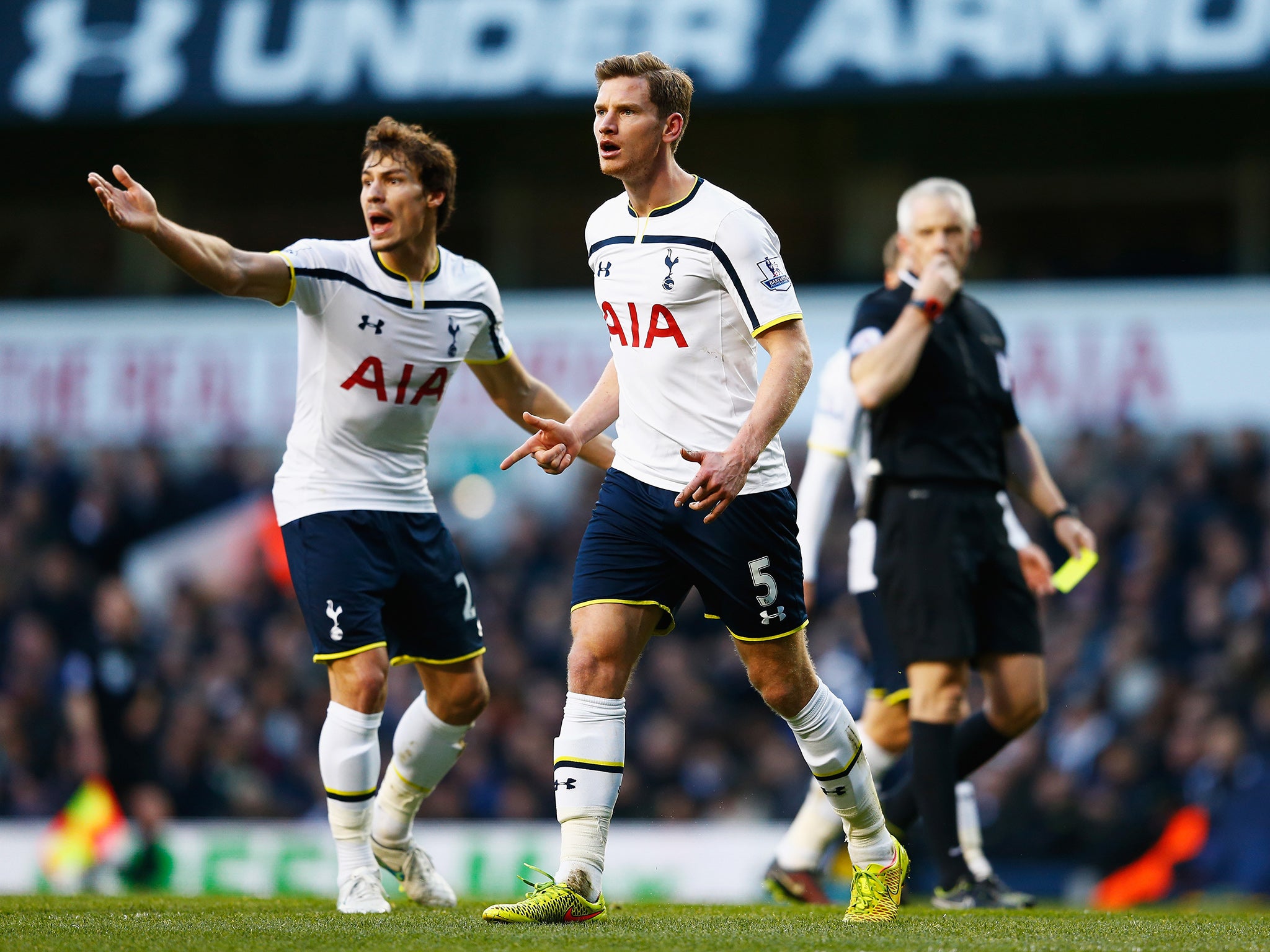 The Spurs defender can't believe he was ruled offside