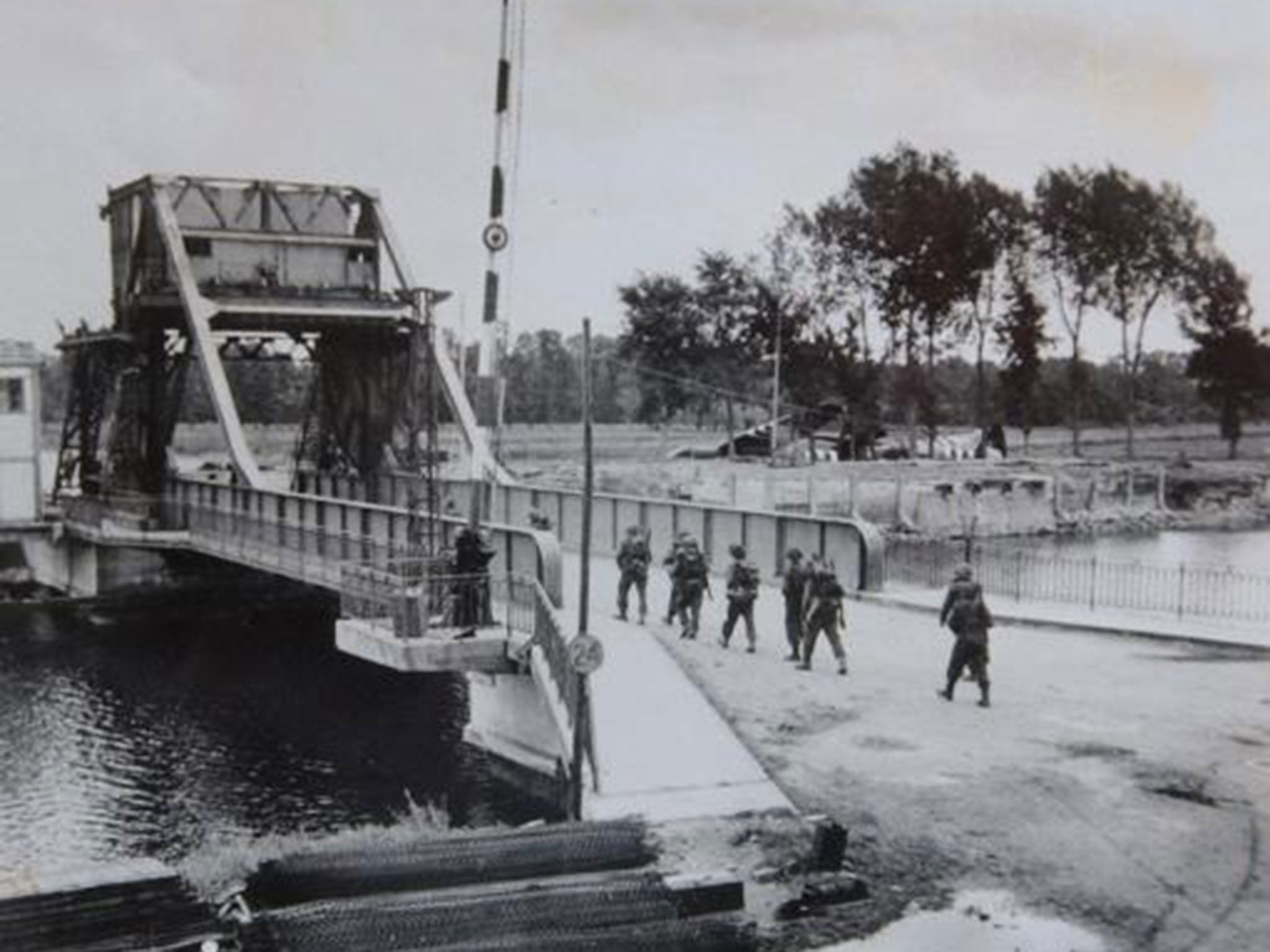 Troops cross Pegasus Bridge on D-Day