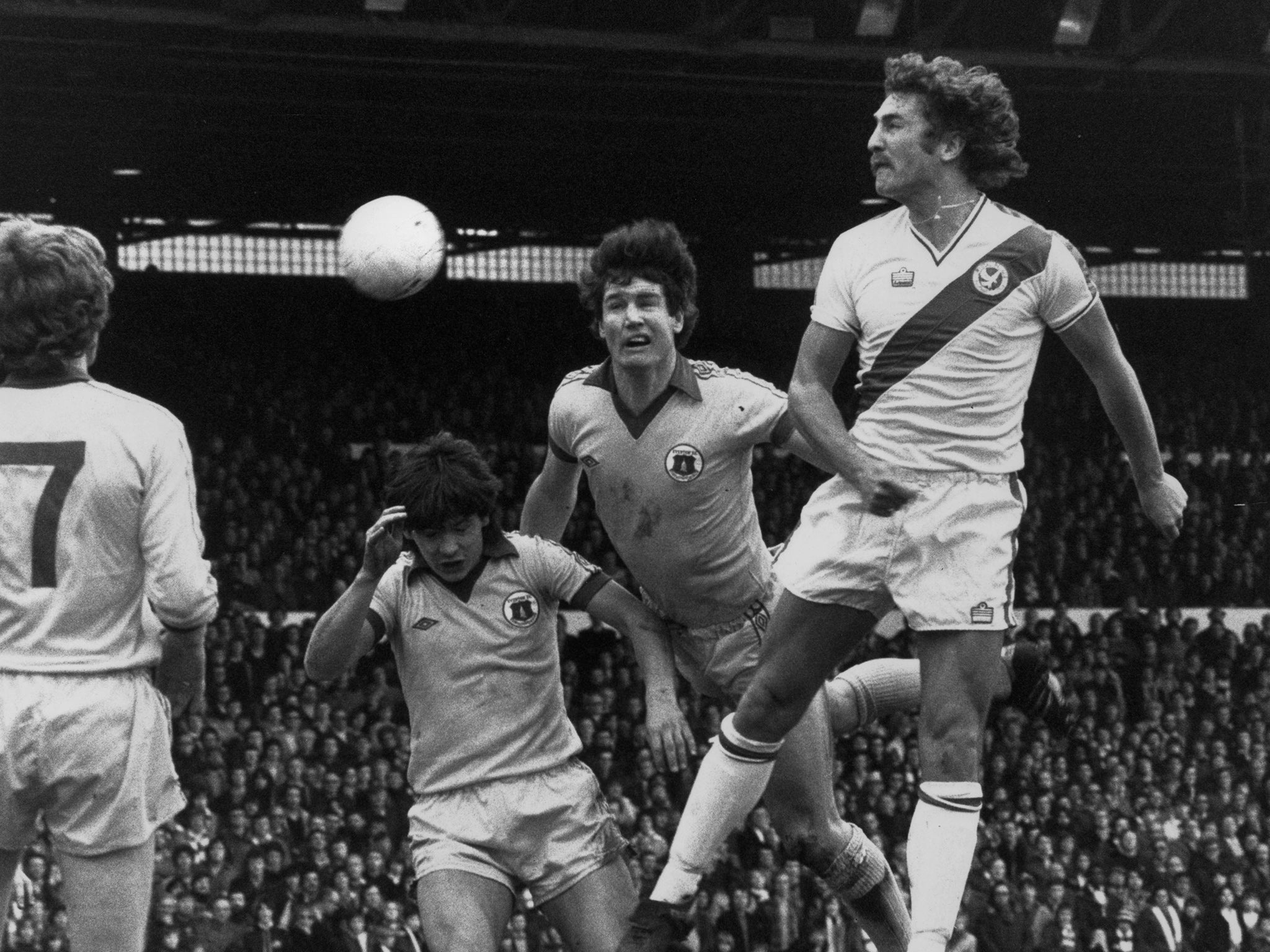 Crystal Palace defender Jim Cannon, playing against Everton in February 1980