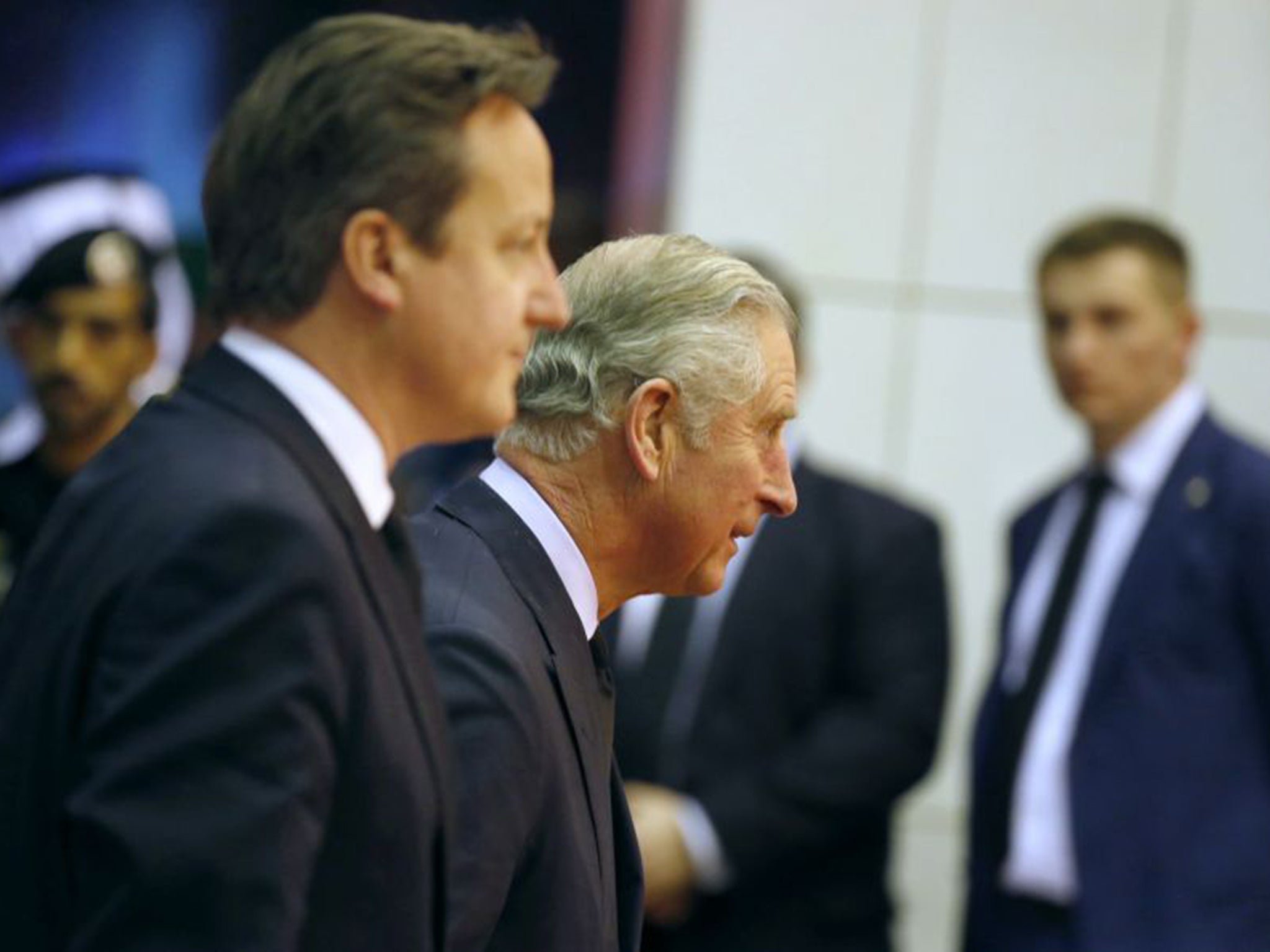 David Cameron and Prince Charles on Saturday (Reuters)